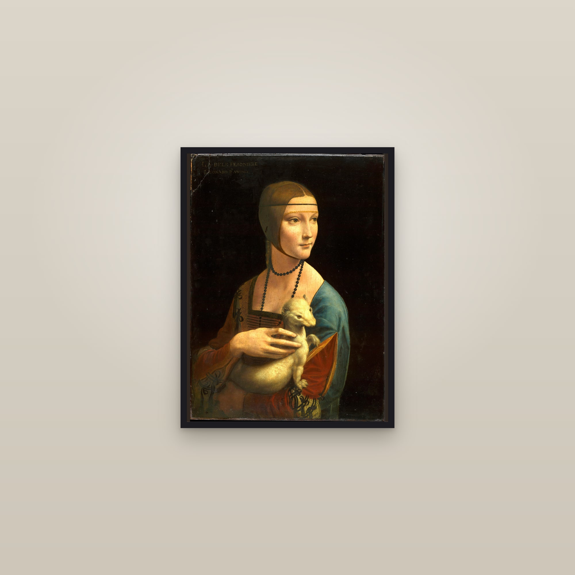 Lady with an Ermine (Full) — Full-Bleed Edition — framed in a gallery setting