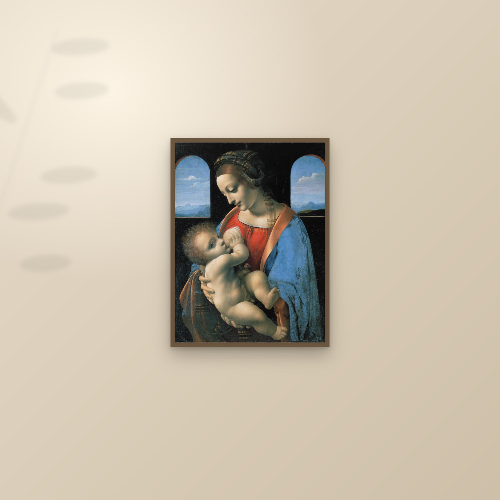 Madonna Litta (Full) — Full-Bleed Edition — framed and styled on a sunlit wall