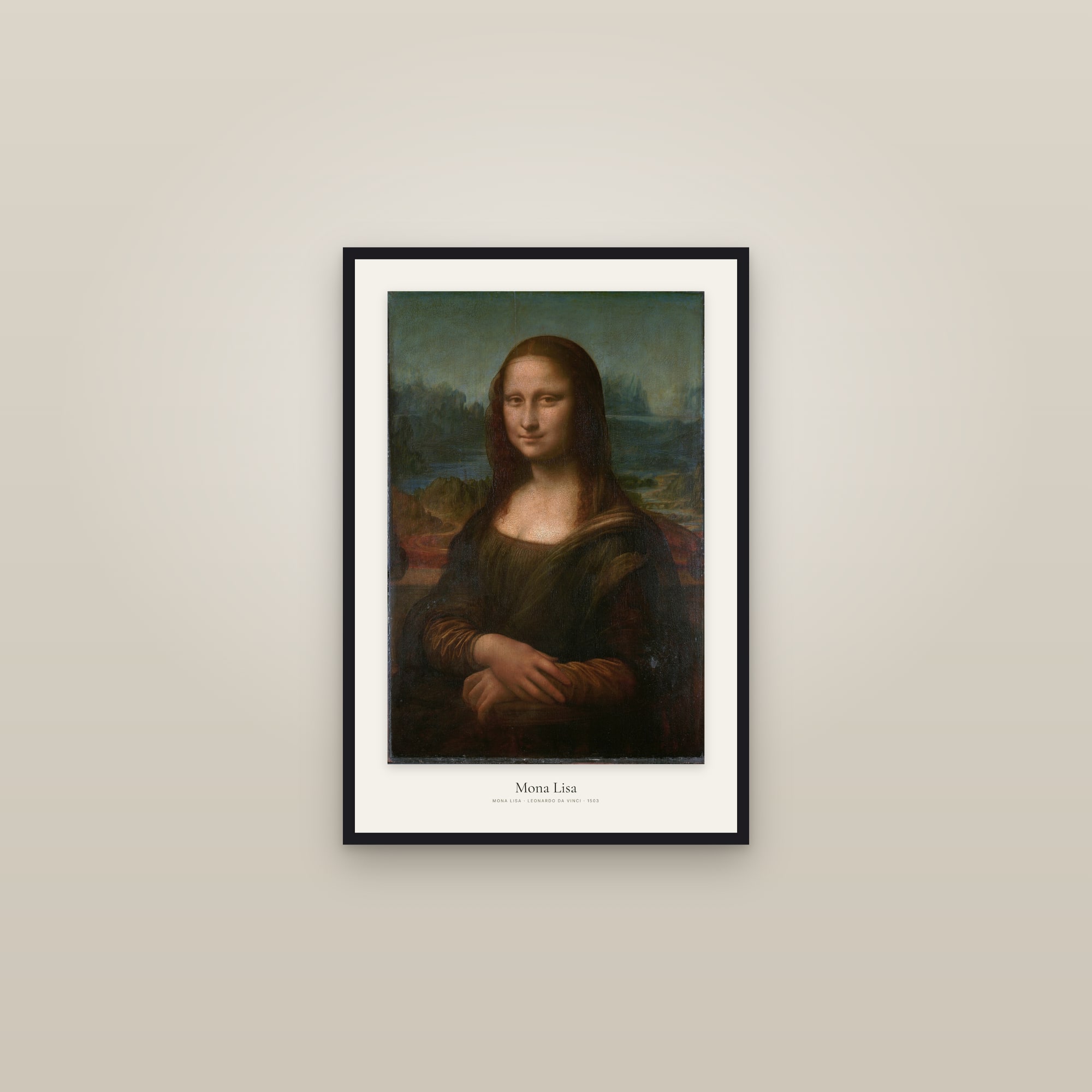 Mona Lisa — framed in a gallery setting