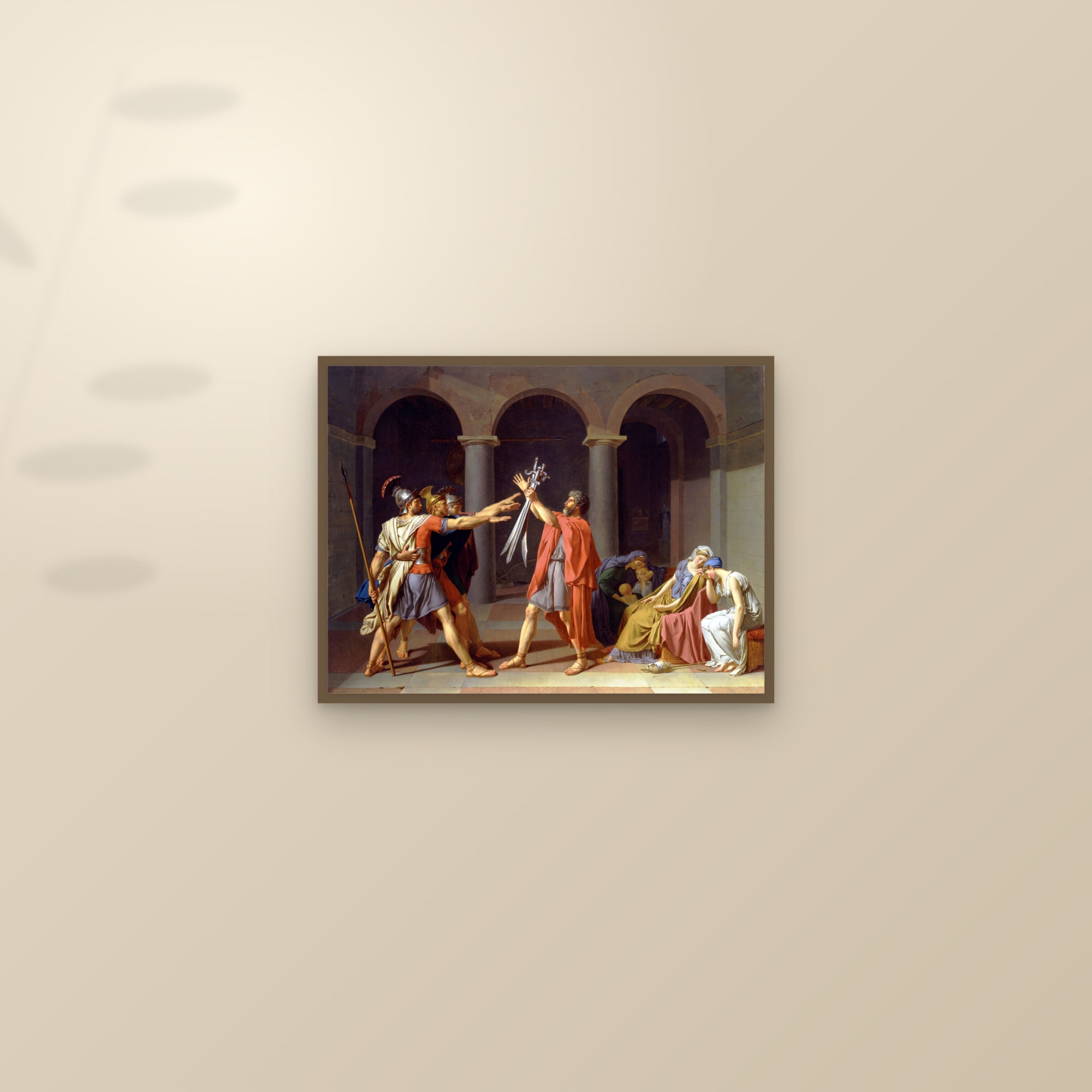 Oath of the Horatii (Full) — Full-Bleed Edition — framed and styled on a sunlit wall