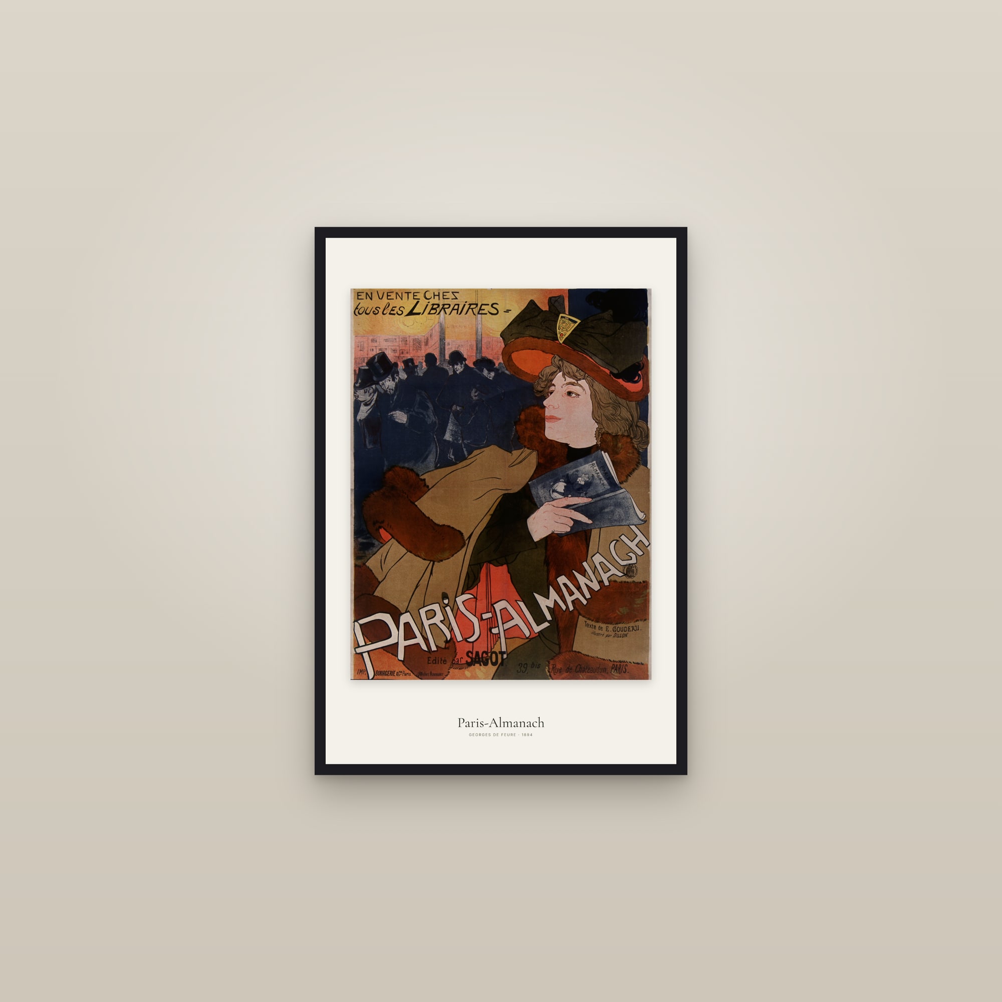 Paris-Almanach — framed in a gallery setting