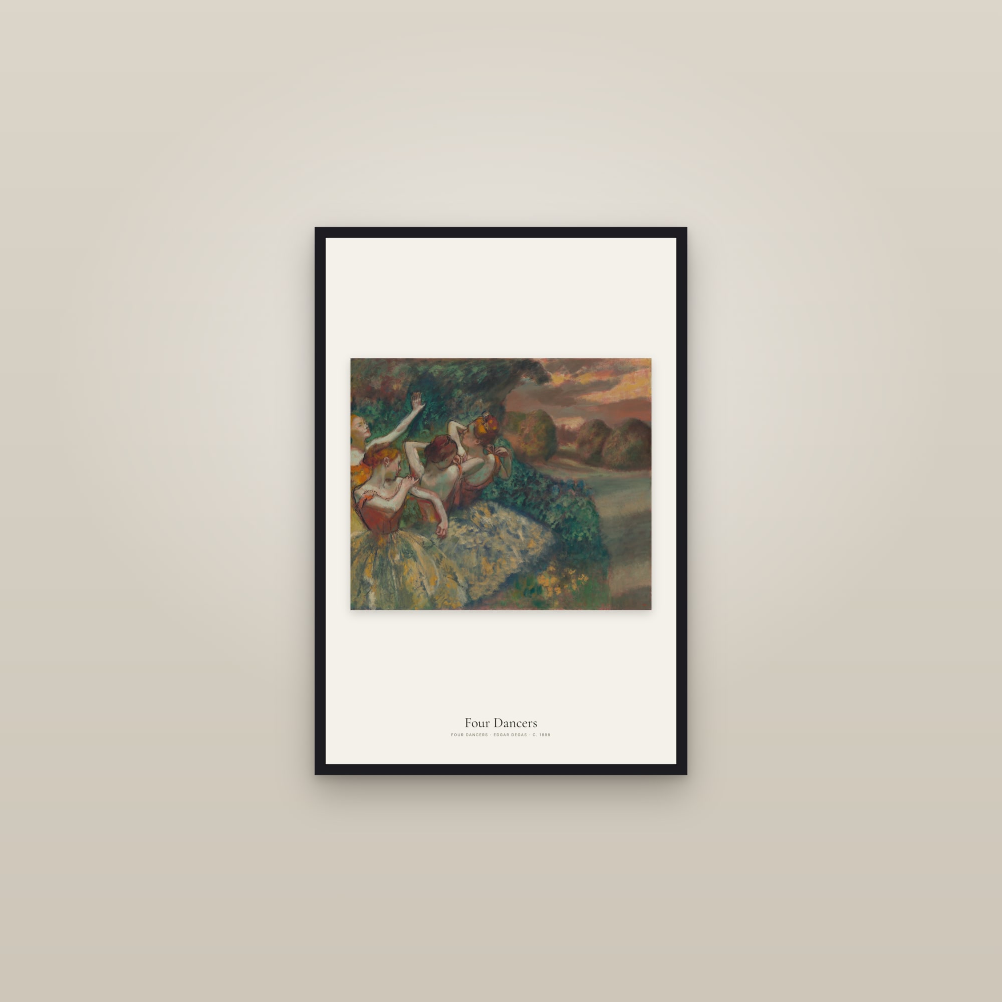 Four Dancers — framed in a gallery setting