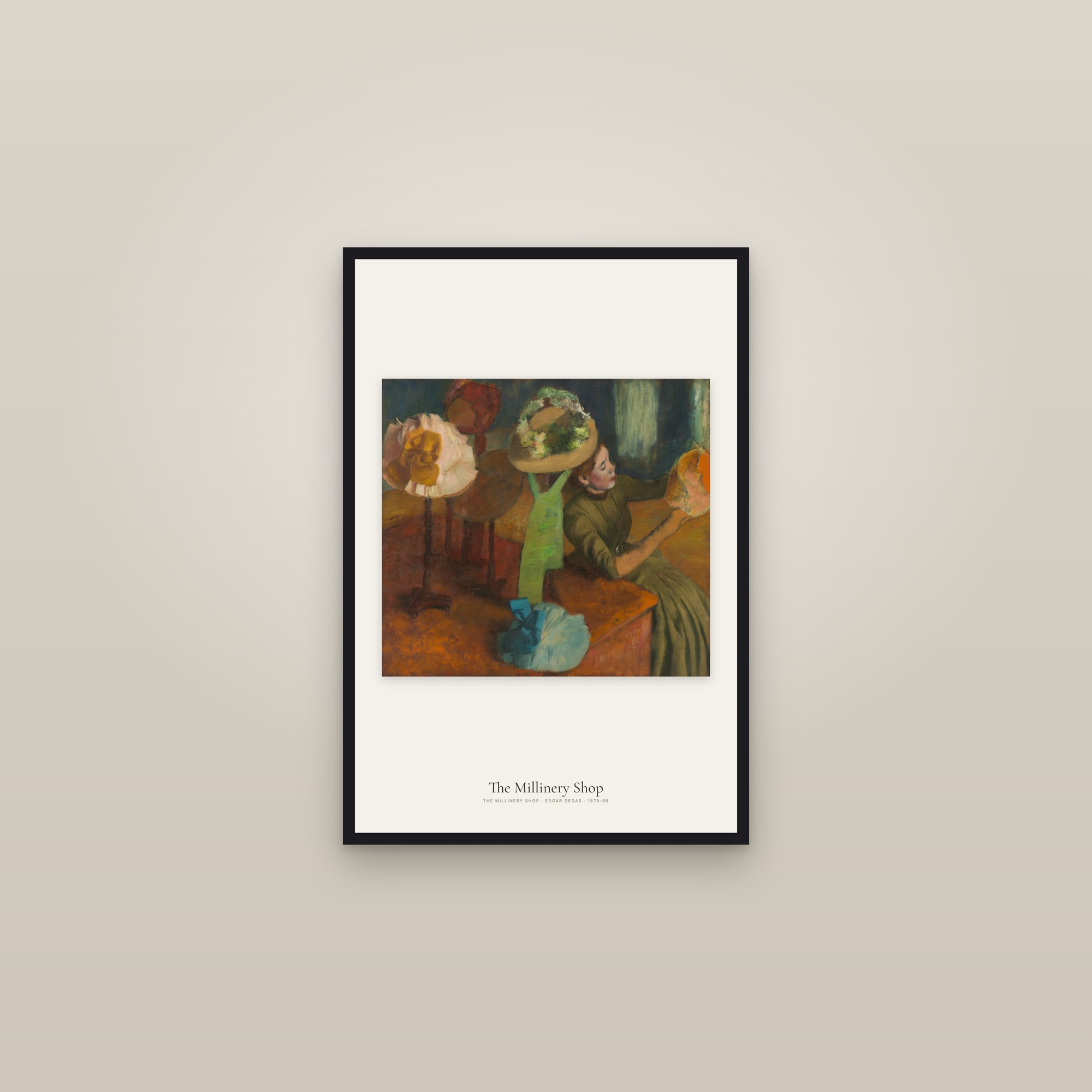 The Millinery Shop — framed in a gallery setting