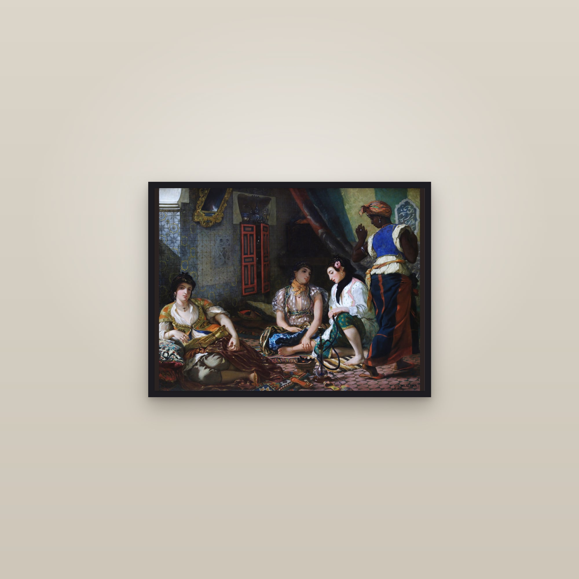 Women of Algiers in their Apartment (Full) — Full-Bleed Edition — framed in a gallery setting