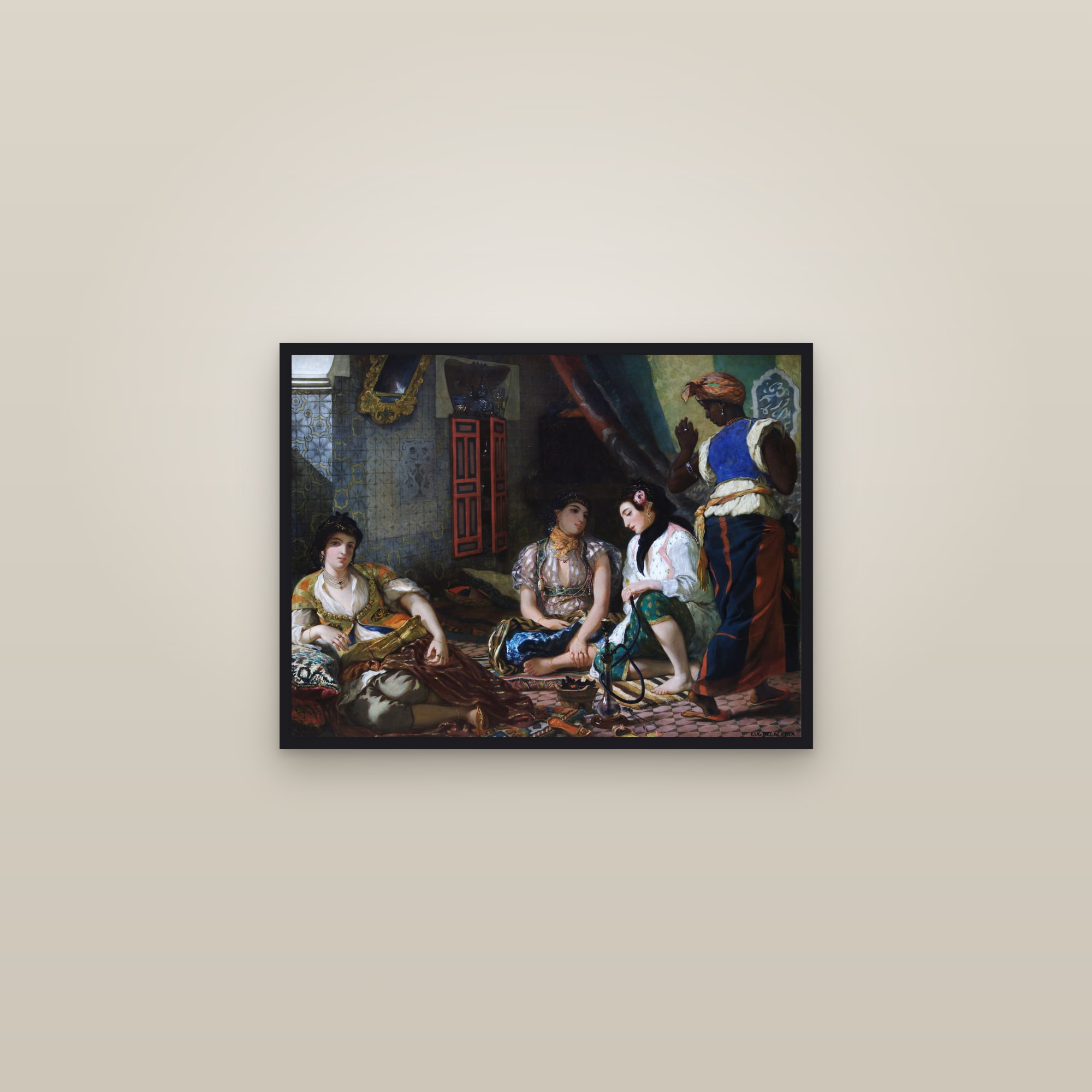 Women of Algiers in their Apartment (Full) — Full-Bleed Edition — framed in a gallery setting