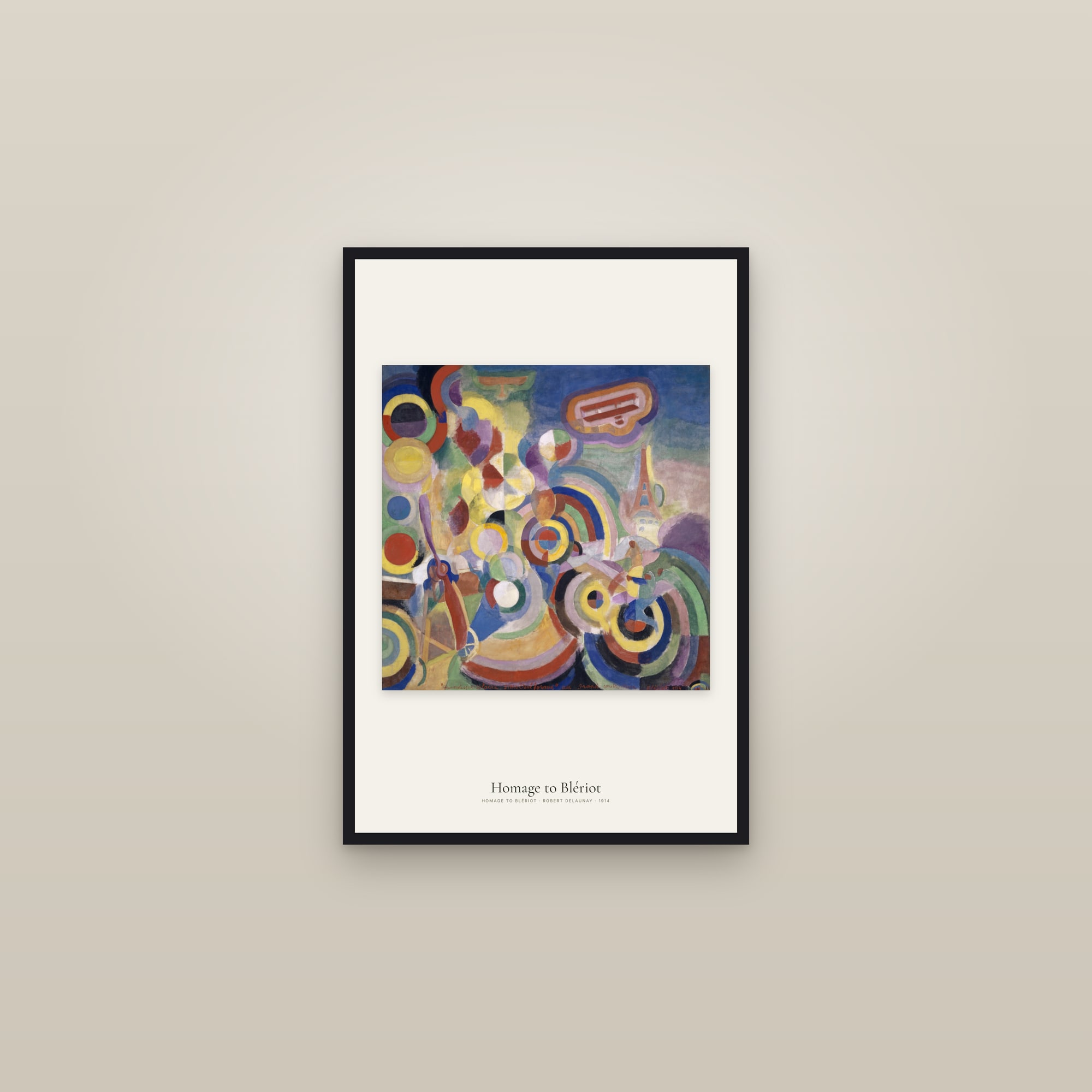 Homage to Blériot — framed in a gallery setting