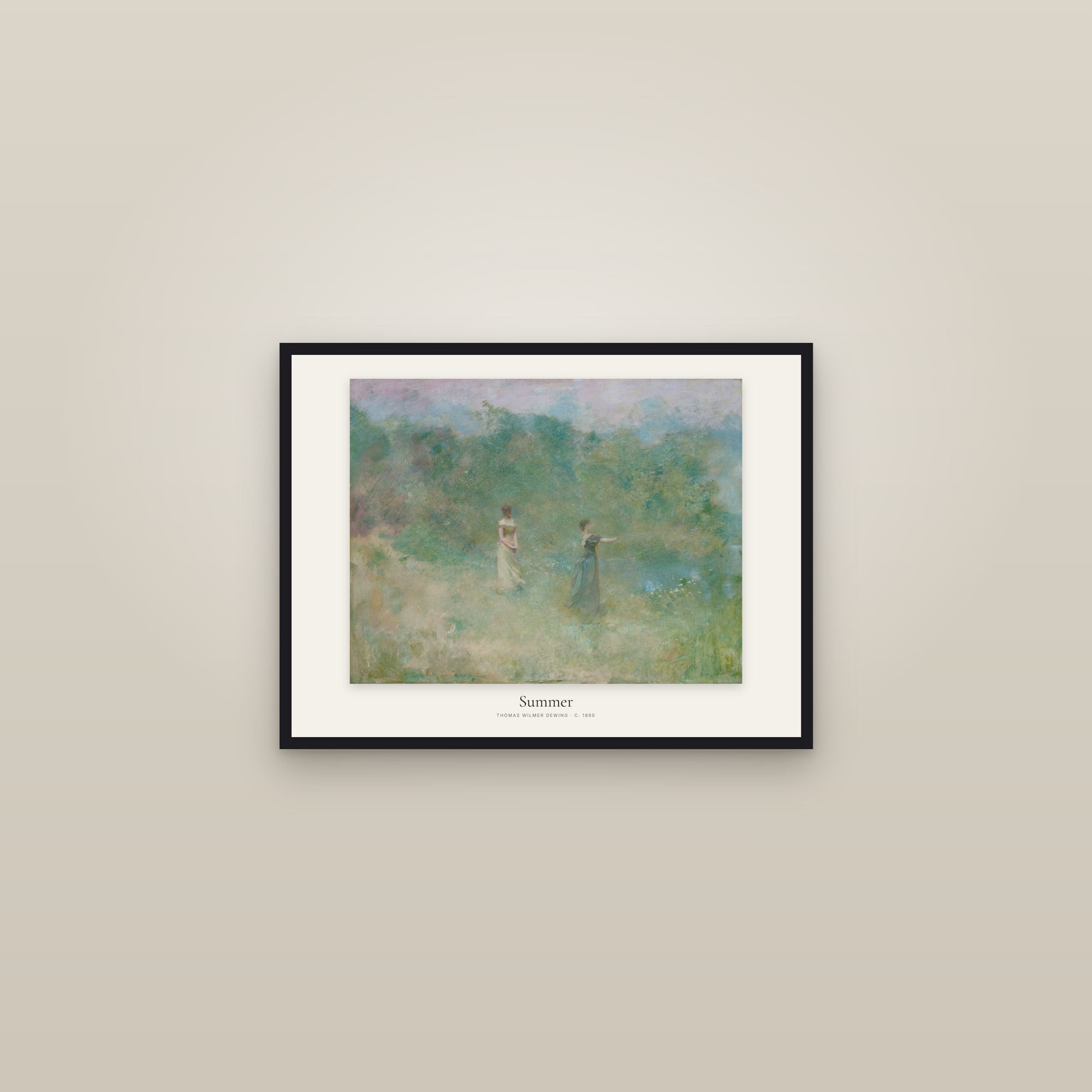 Summer (Dewing) — framed in a gallery setting