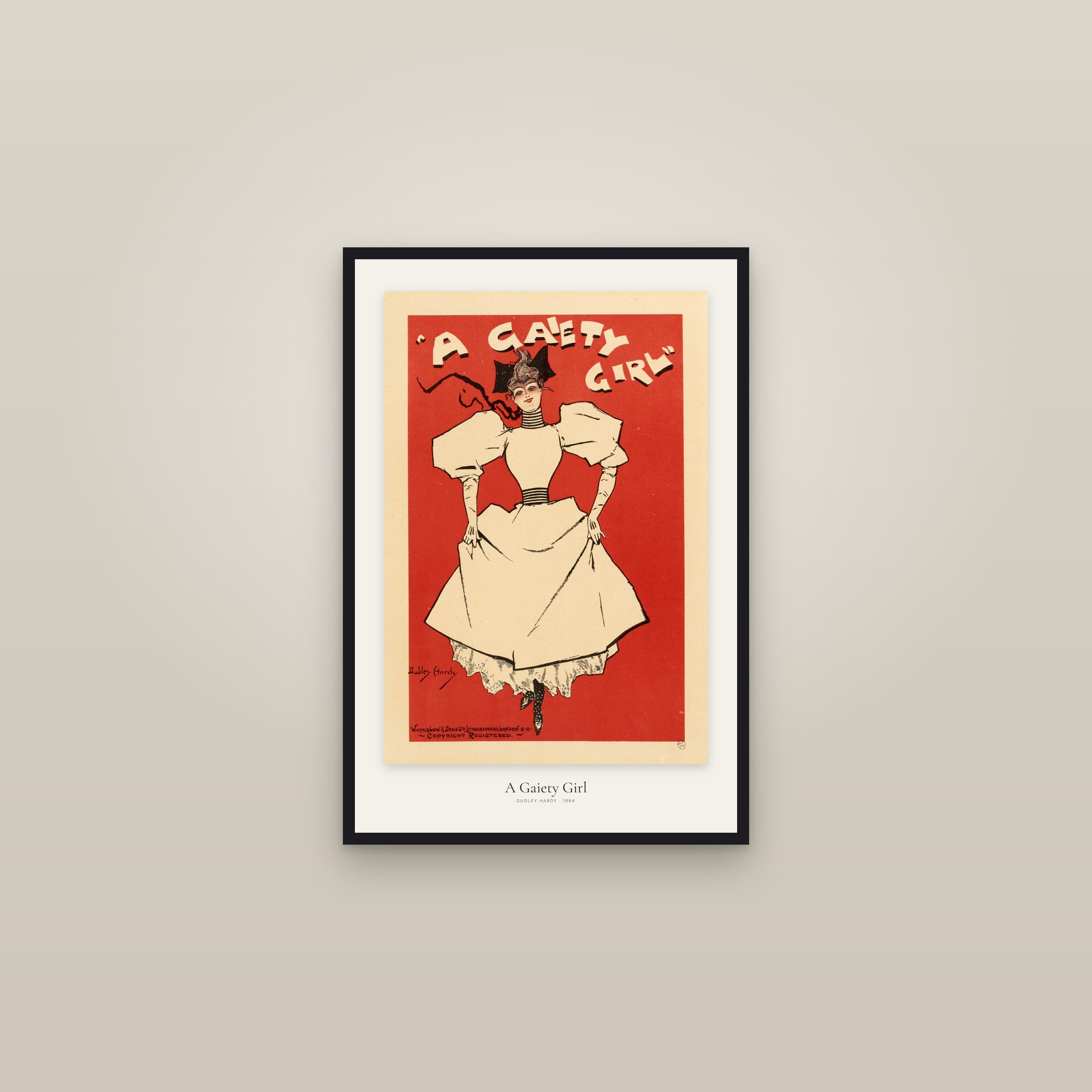 A Gaiety Girl — framed in a gallery setting