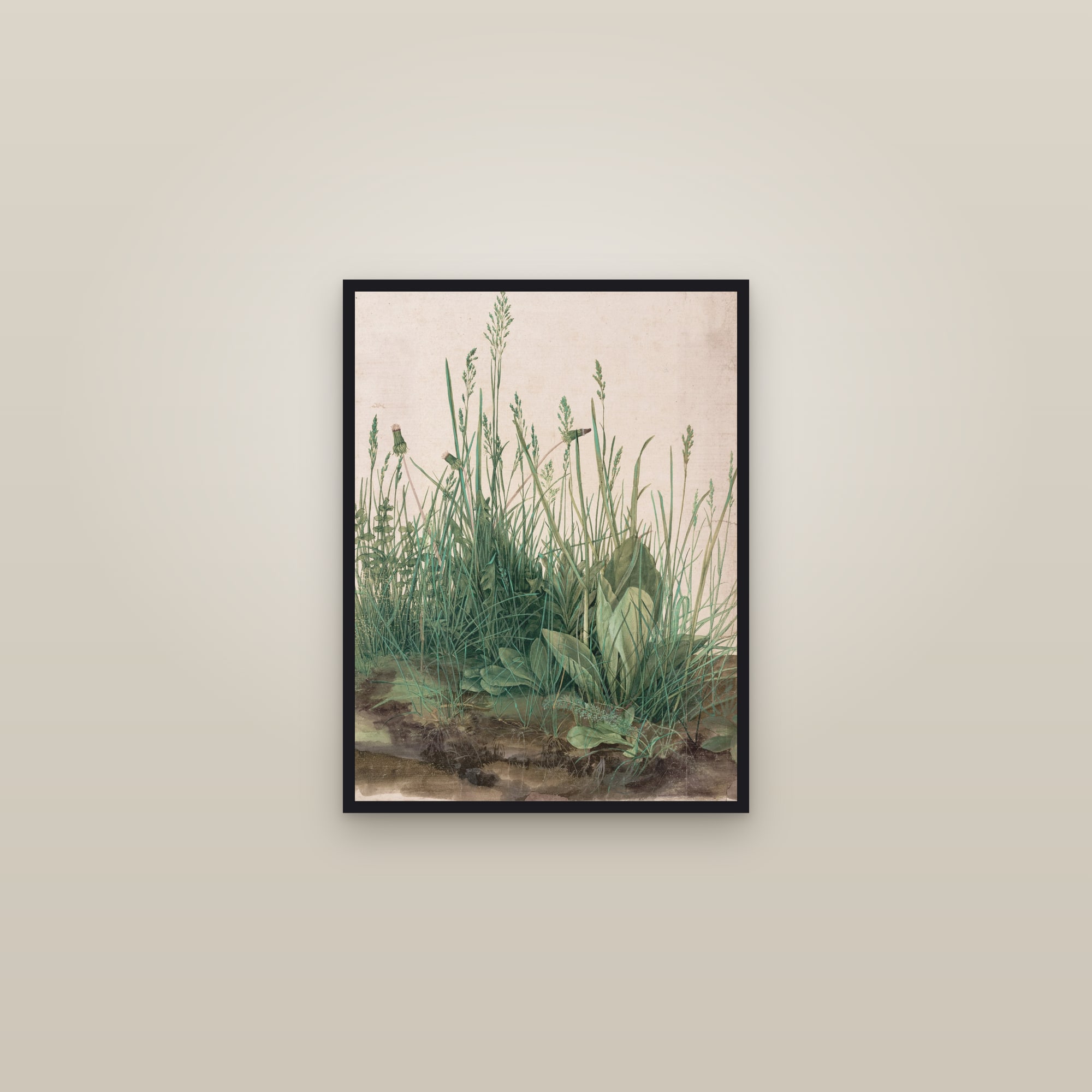 The Great Piece of Turf (Full) — Full-Bleed Edition — framed in a gallery setting