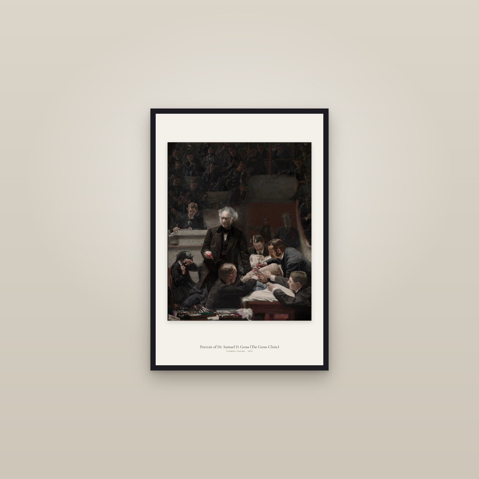 Portrait of Dr. Samuel D. Gross (The Gross Clinic) — framed in a gallery setting