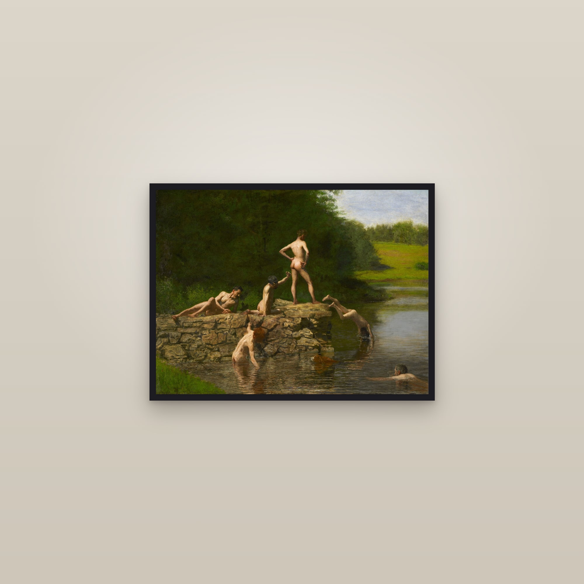 Swimming (The Swimming Hole) (Full) — Full-Bleed Edition — framed in a gallery setting