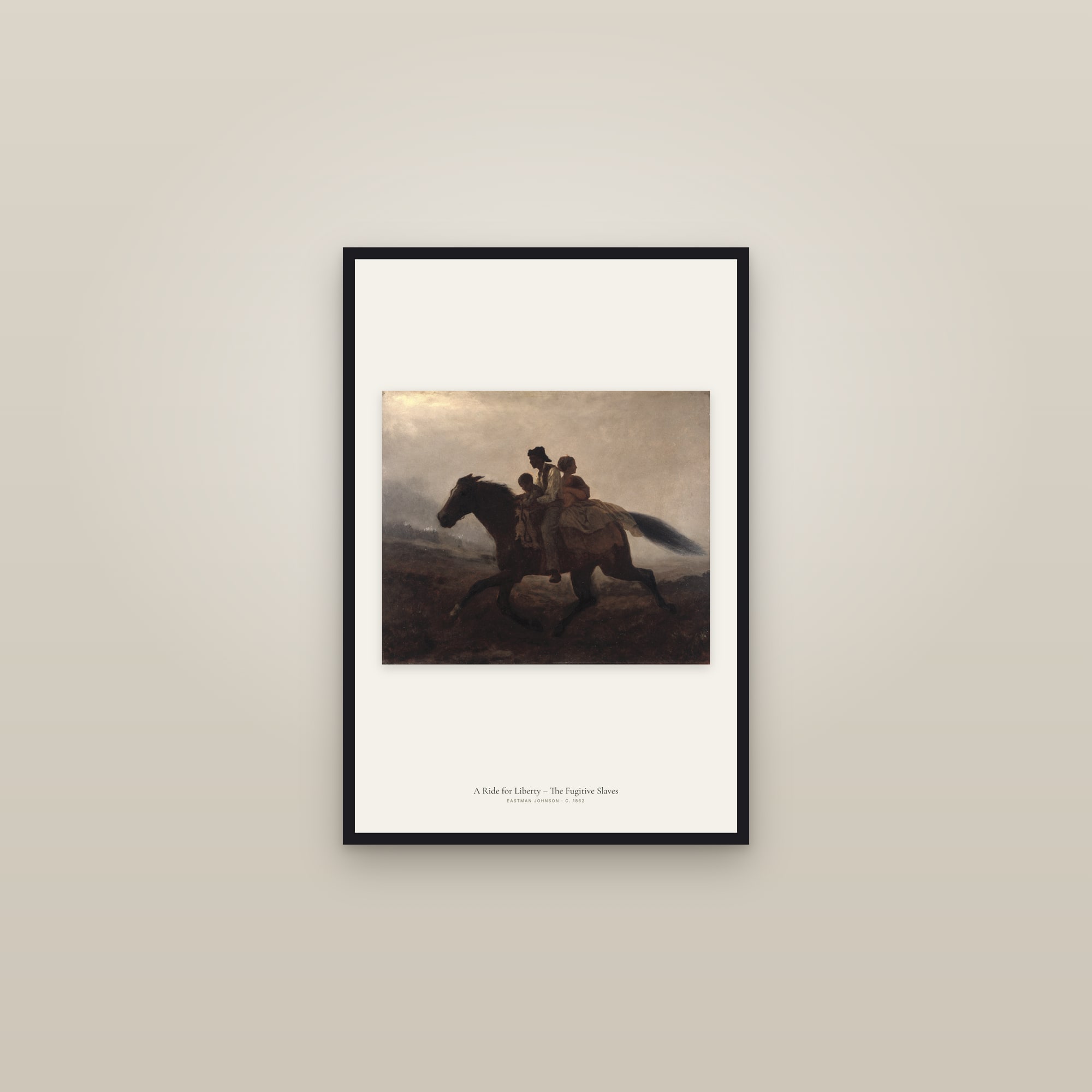 A Ride for Liberty – The Fugitive Slaves — framed in a gallery setting