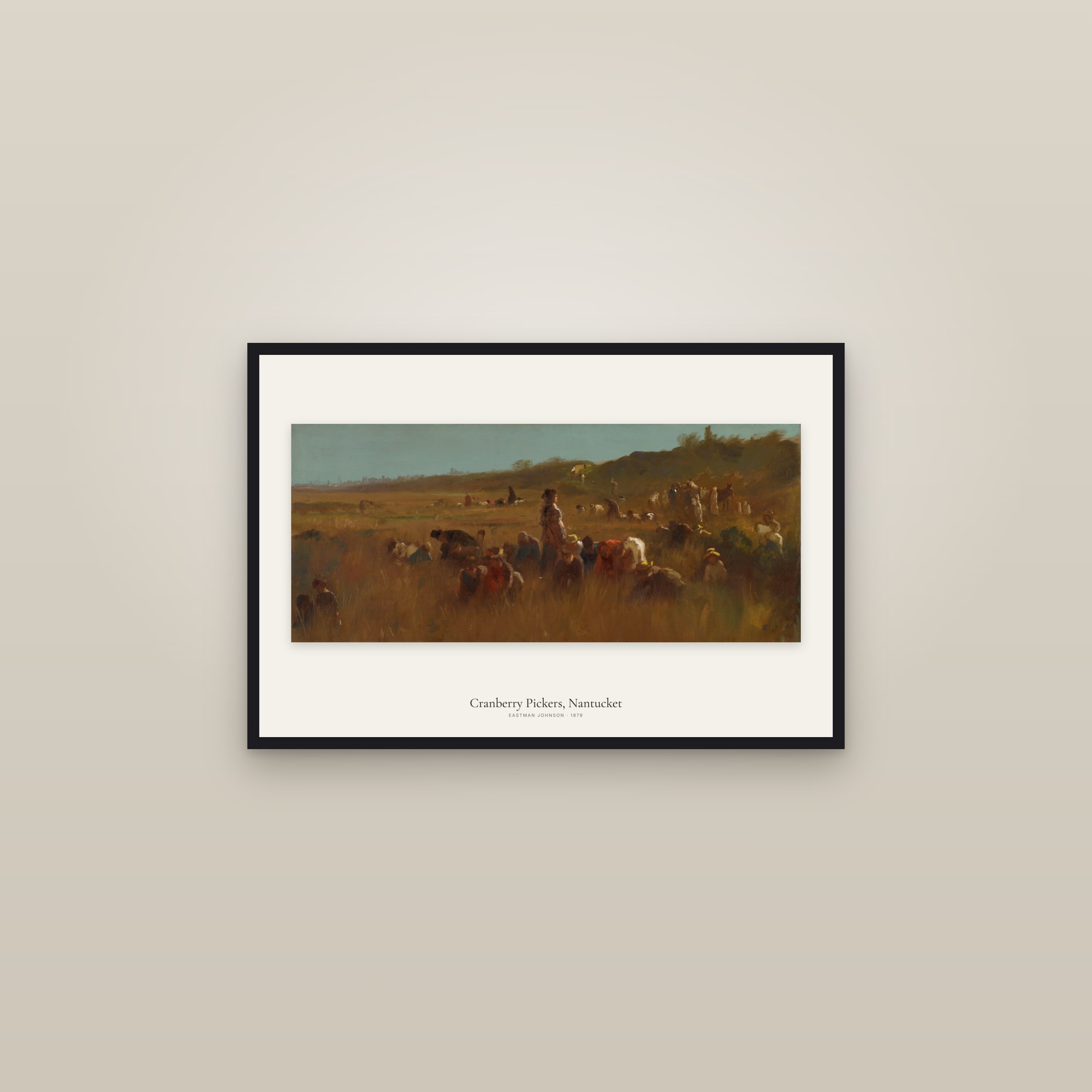 Cranberry Pickers, Nantucket — framed in a gallery setting