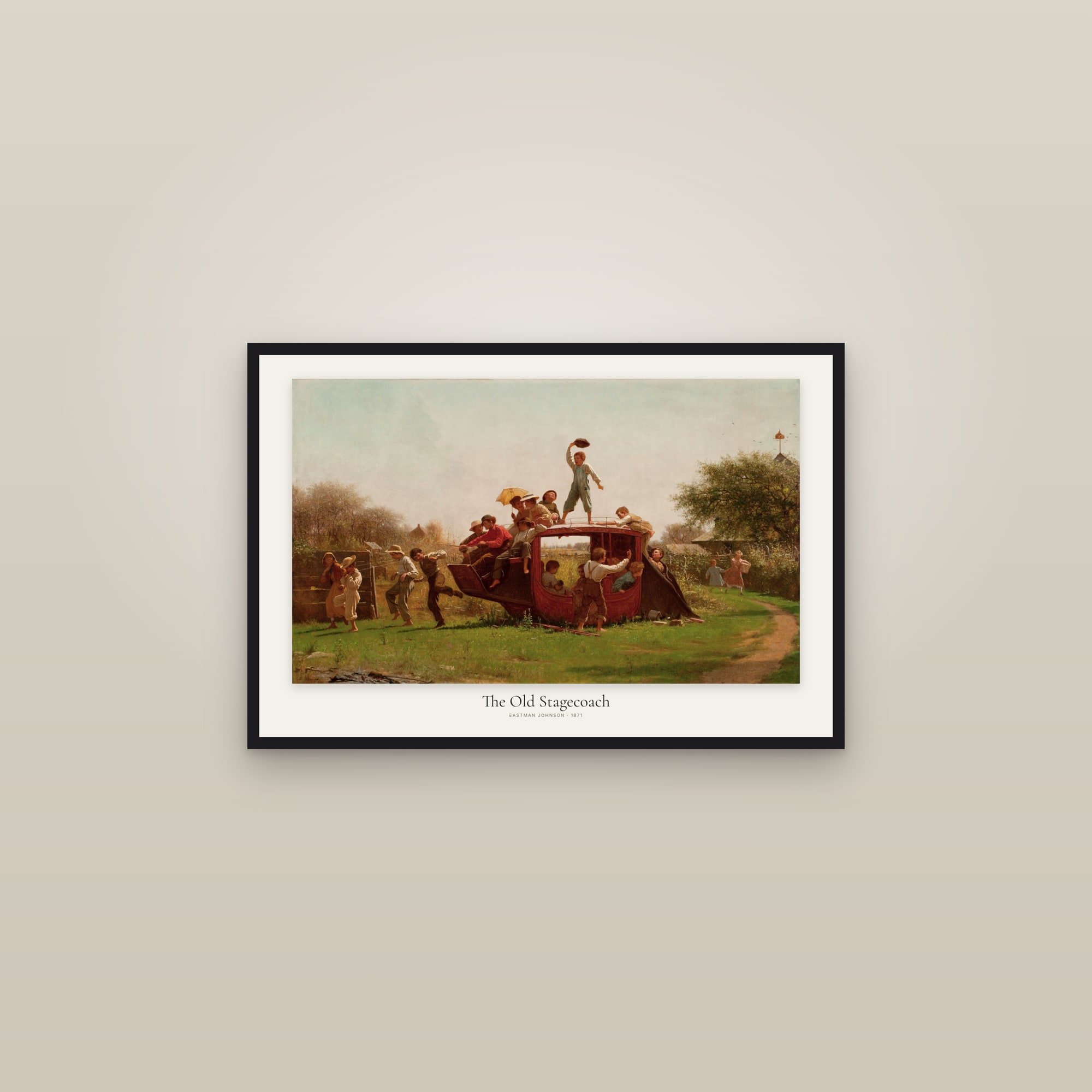 The Old Stagecoach — framed in a gallery setting