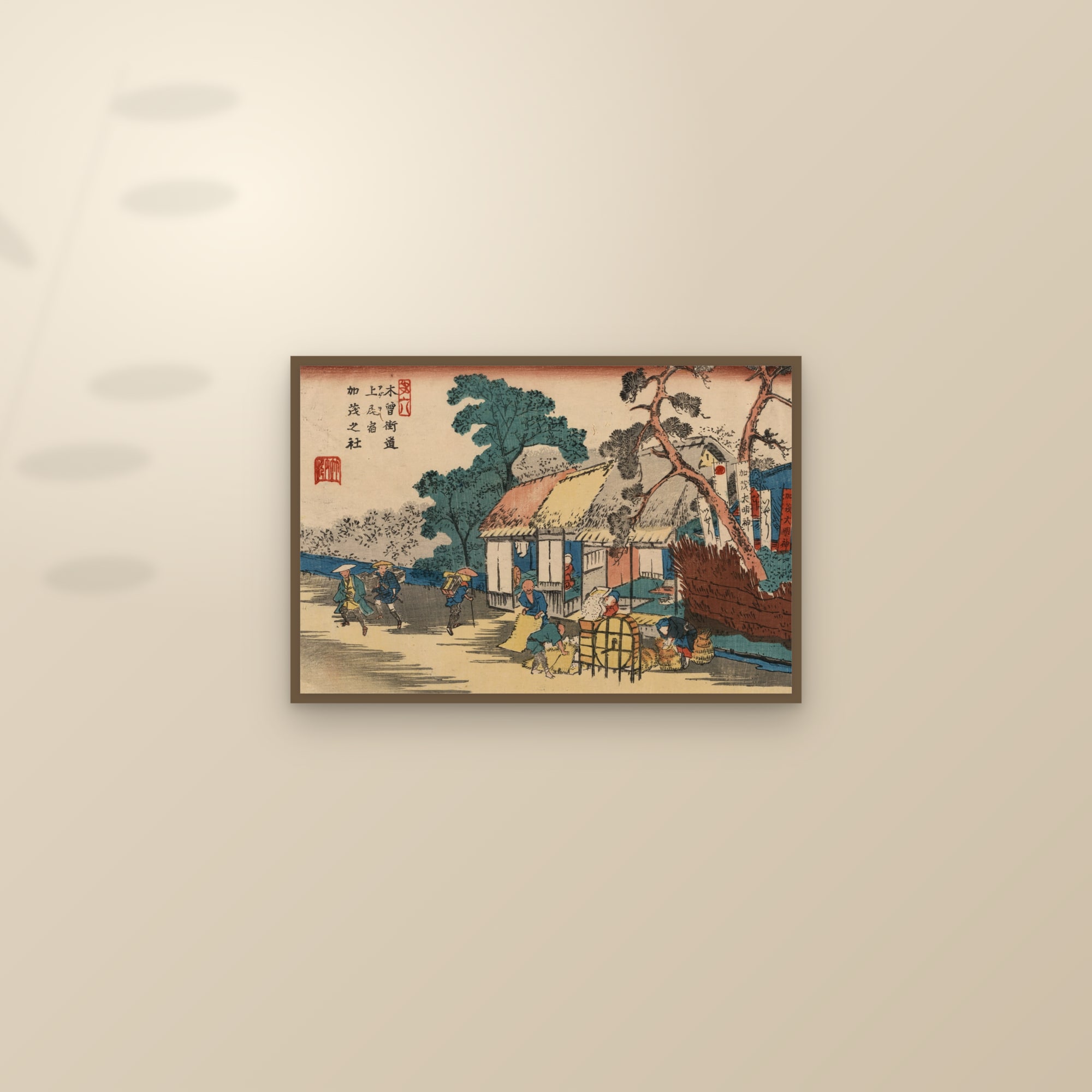 Ageo: The Kamo Shrine (Full) — Full-Bleed Edition — framed and styled on a sunlit wall