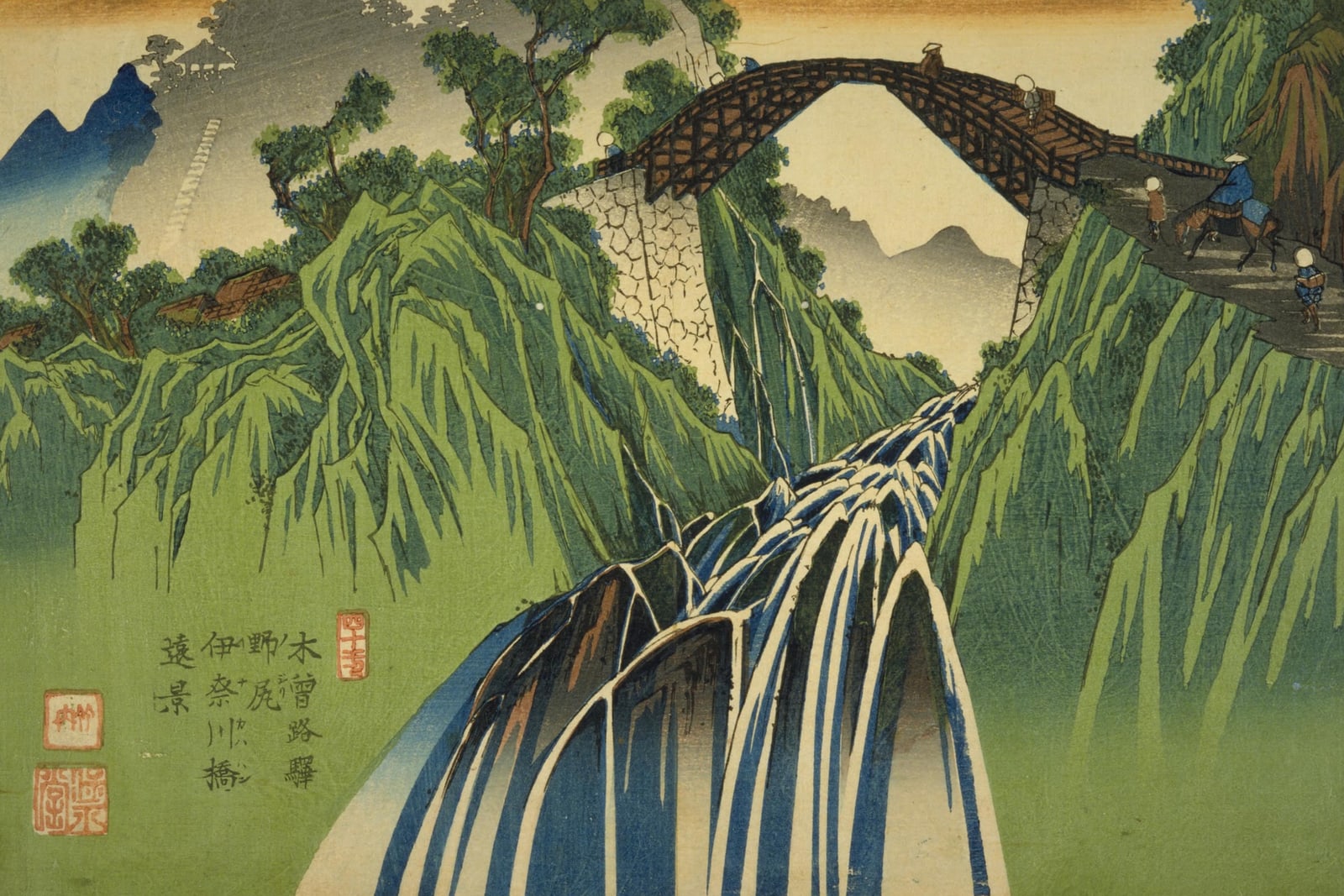 Nojiri: Distant View of the Ina River Bridge (Full) — Full-Bleed Edition