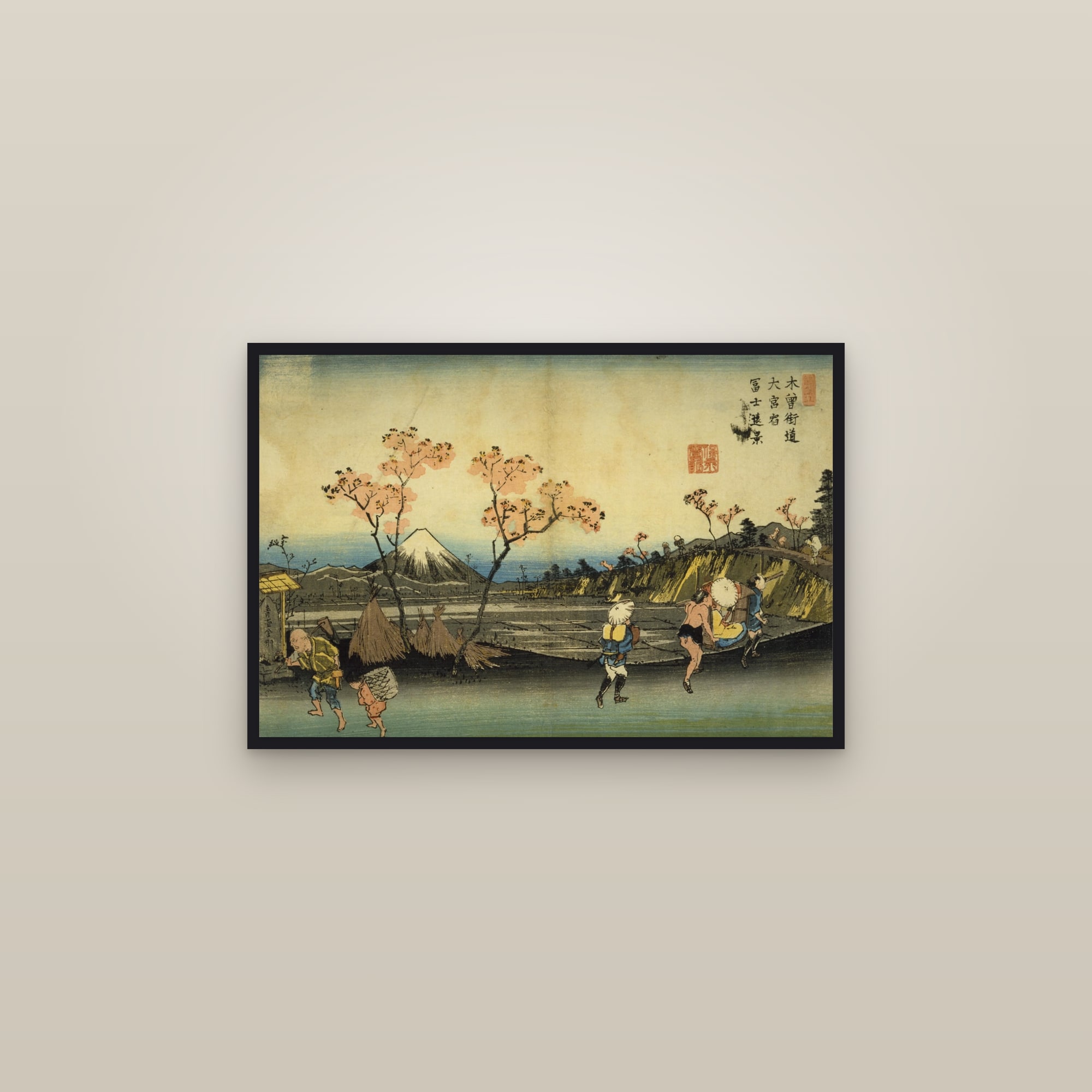 Ōmiya: Distant View of Mount Fuji (Full) — Full-Bleed Edition — framed in a gallery setting