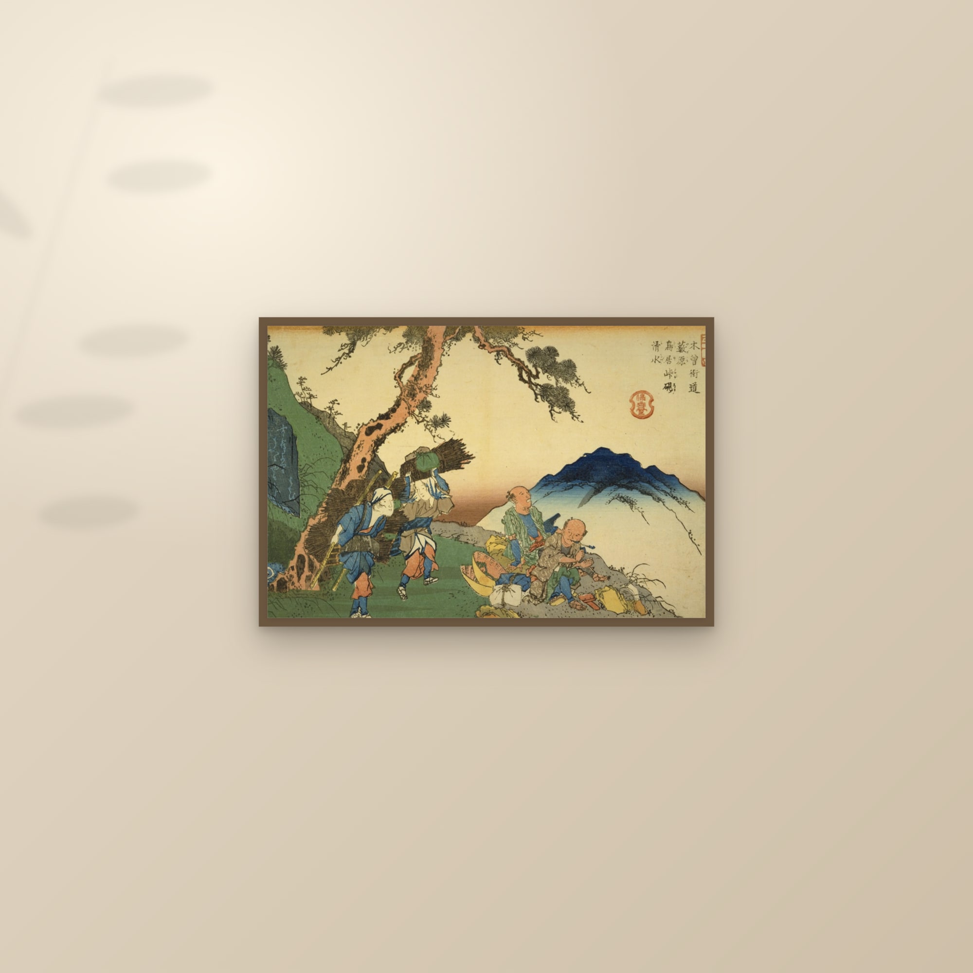 Yabuhara: The Suzuri Spring at Torii Pass (Full) — Full-Bleed Edition — framed and styled on a sunlit wall