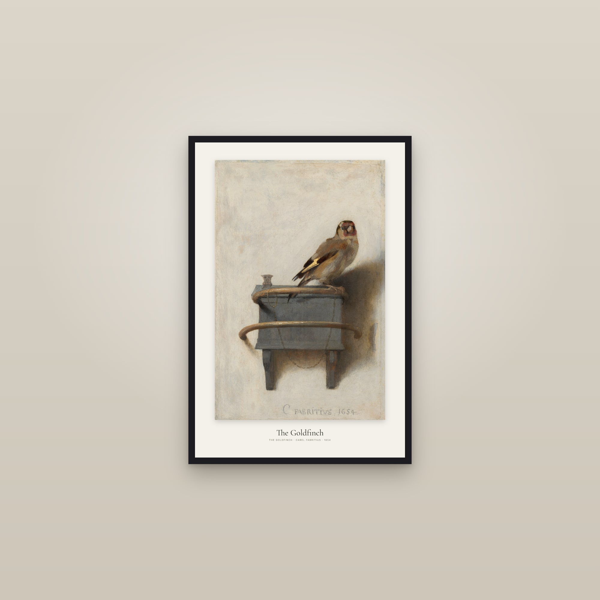 The Goldfinch — framed in a gallery setting