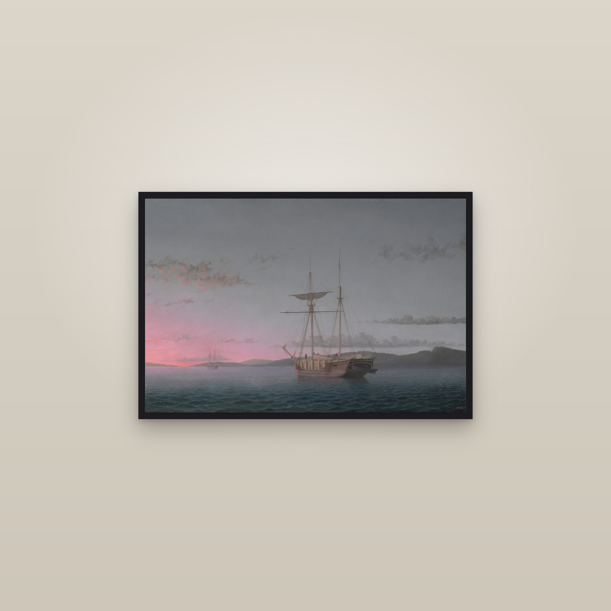Lumber Schooners at Evening on Penobscot Bay (Full) — Full-Bleed Edition — framed in a gallery setting