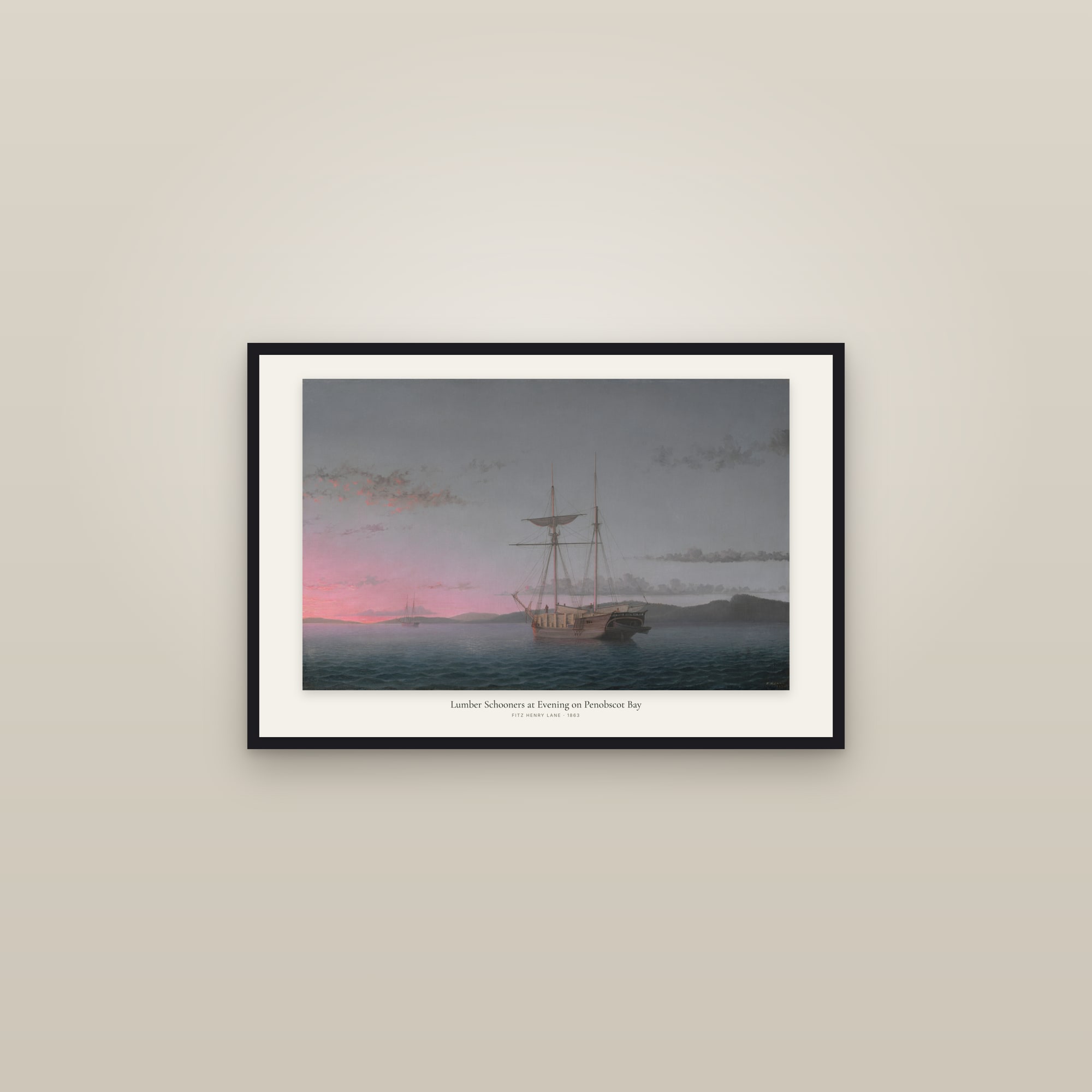 Lumber Schooners at Evening on Penobscot Bay — framed in a gallery setting