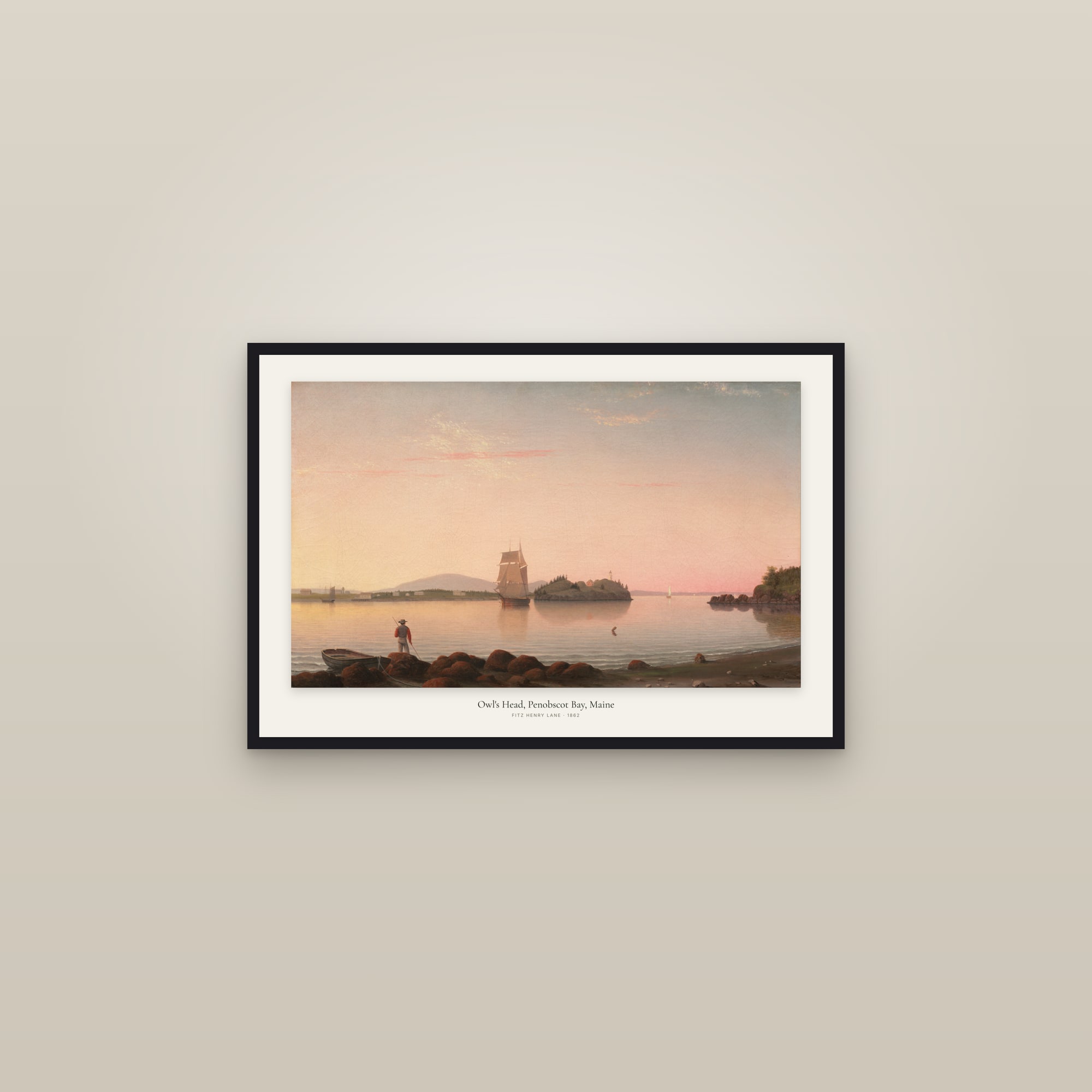 Owl's Head, Penobscot Bay, Maine — framed in a gallery setting