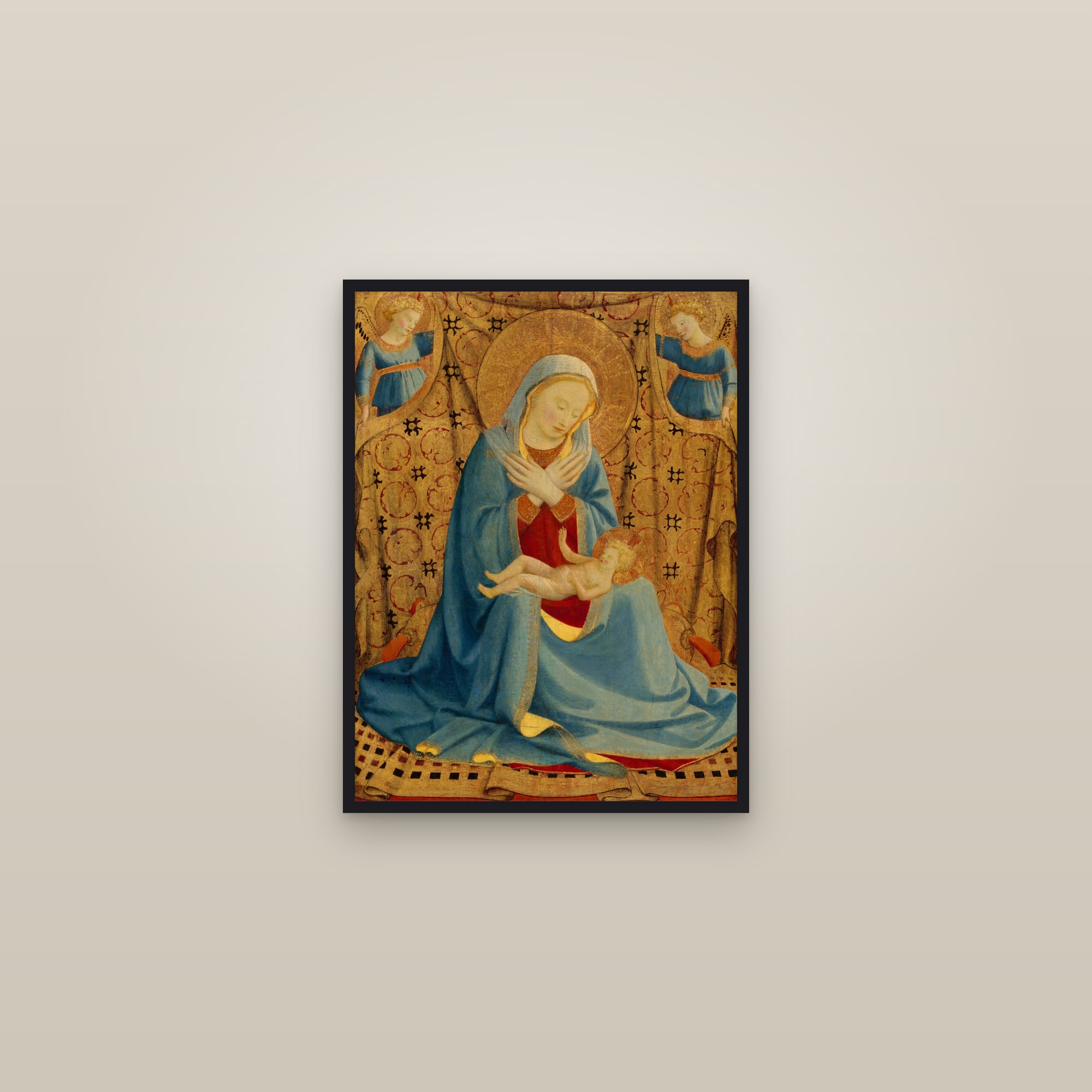 The Madonna of Humility (Full) — Full-Bleed Edition — framed in a gallery setting