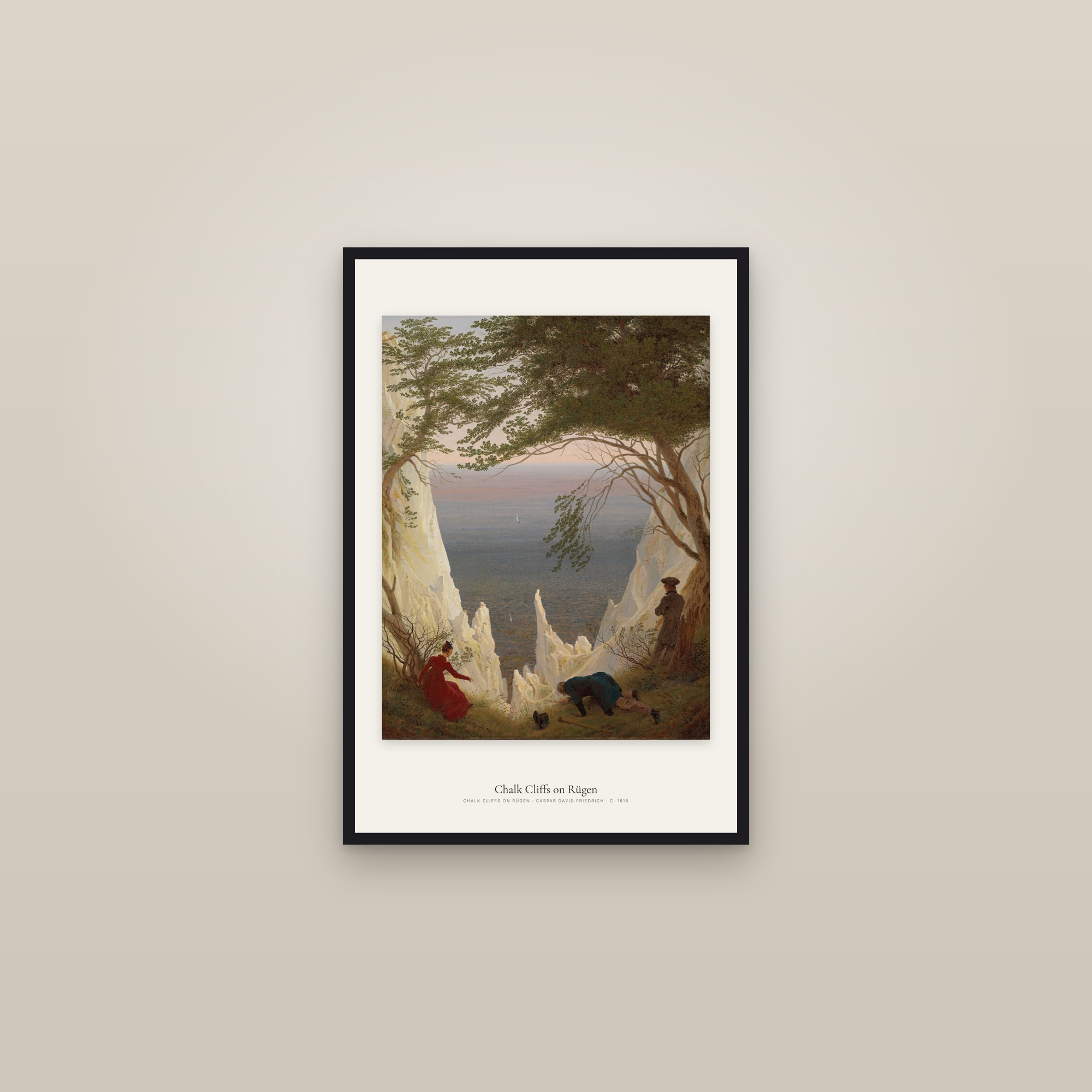 Chalk Cliffs on Rügen — framed in a gallery setting