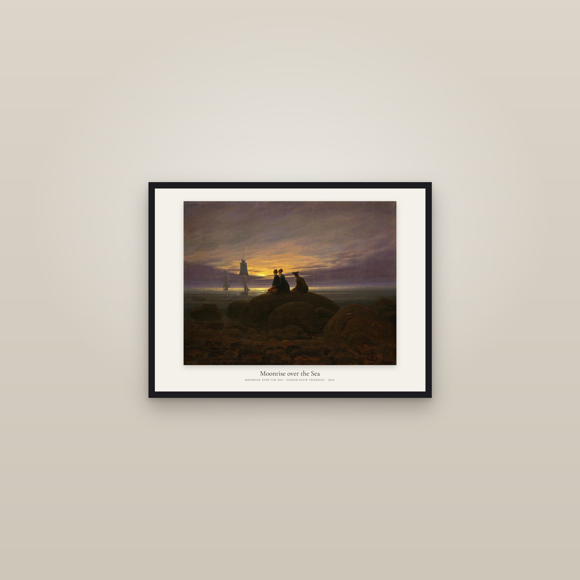 Moonrise over the Sea — framed in a gallery setting