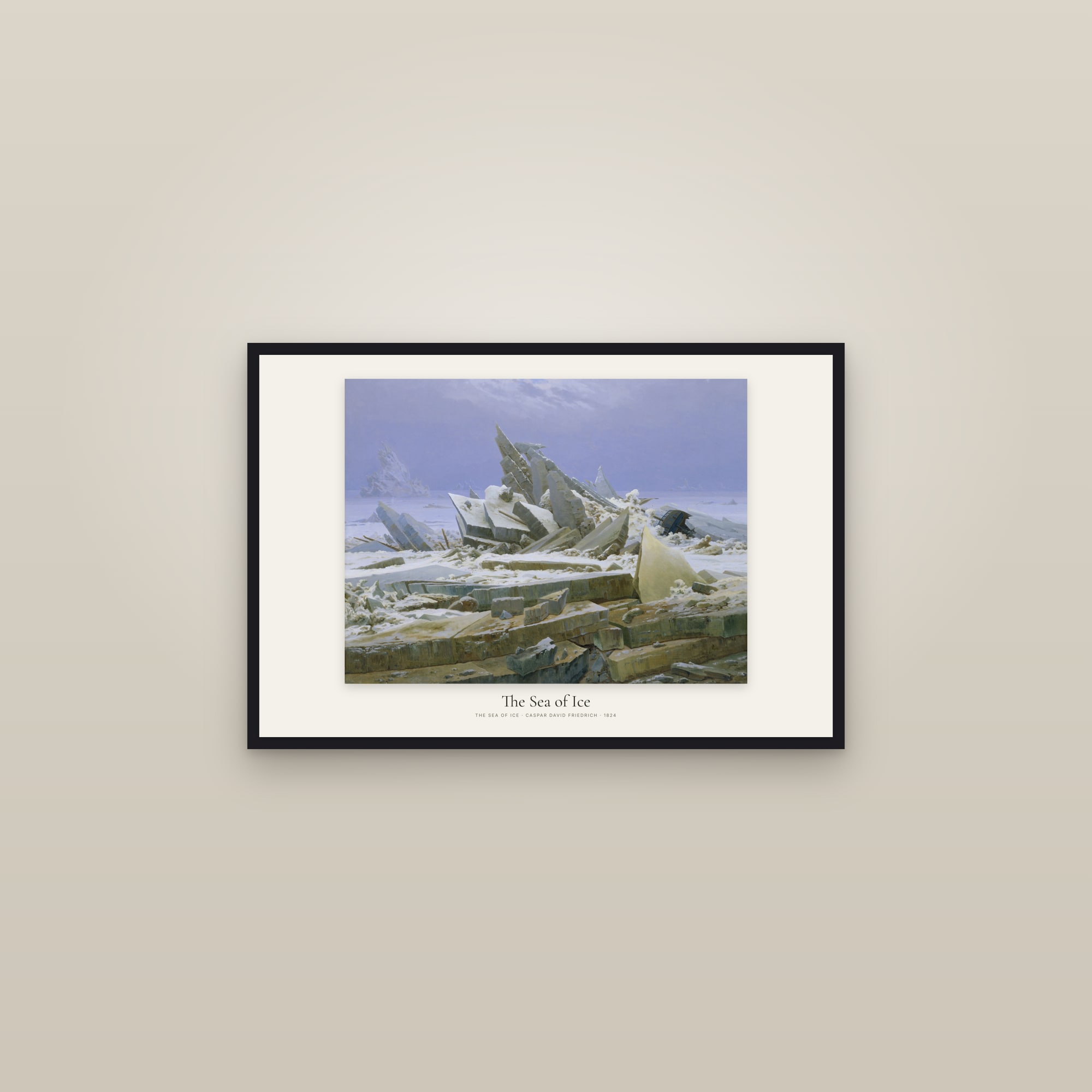 The Sea of Ice — framed in a gallery setting