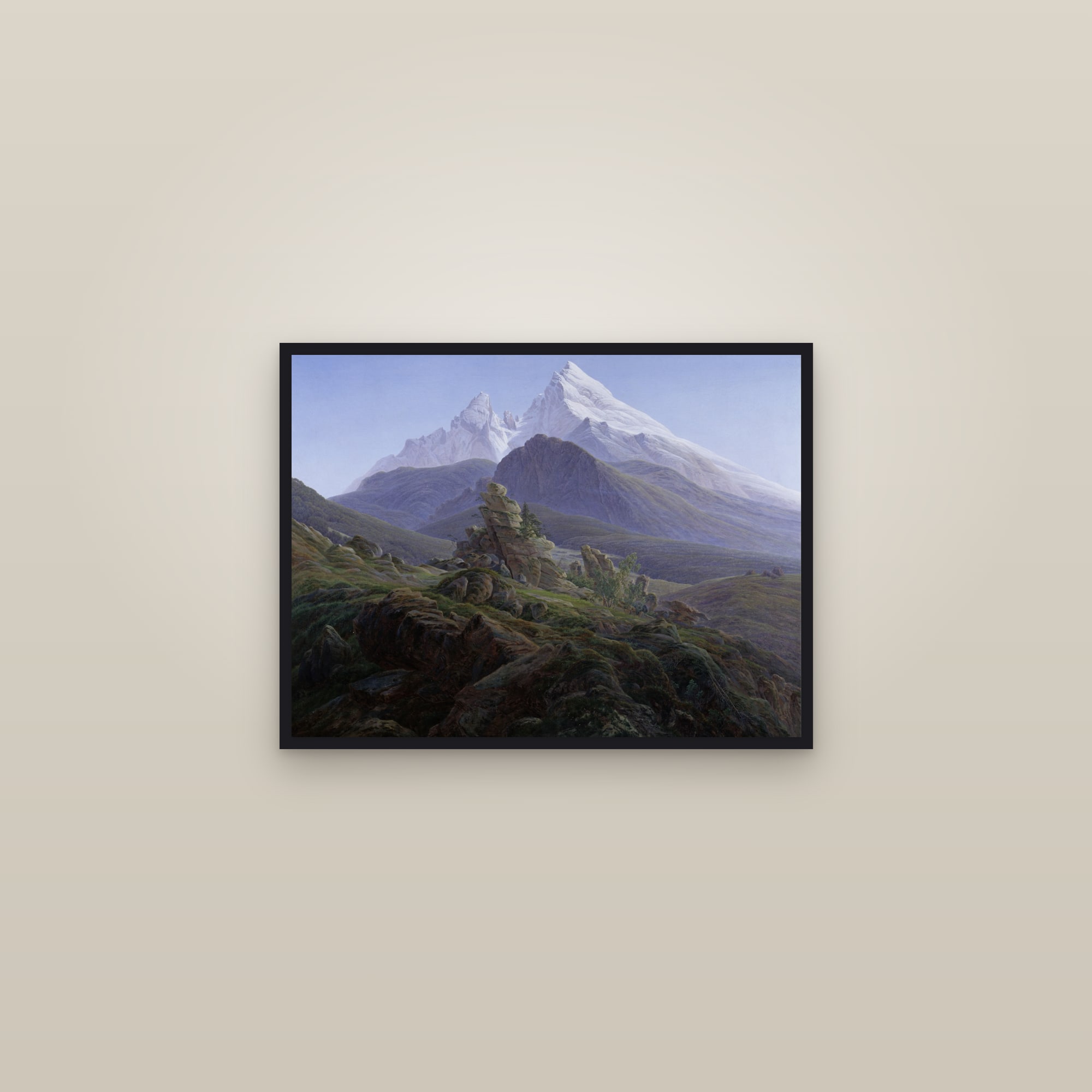 The Watzmann (Full) — Full-Bleed Edition — framed in a gallery setting