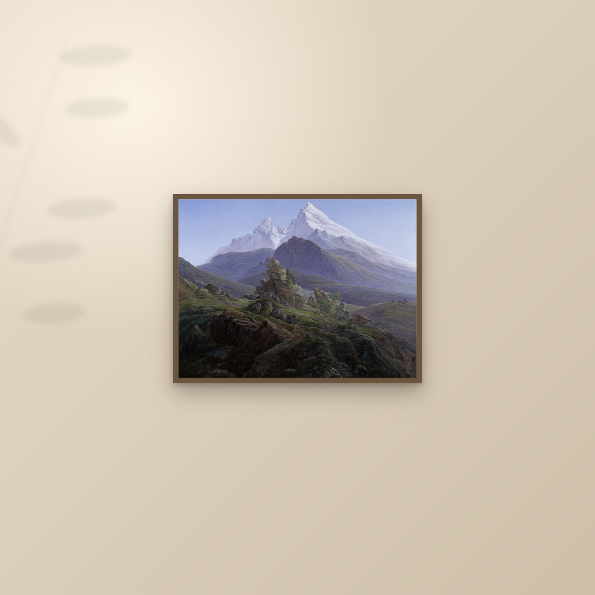 The Watzmann (Full) — Full-Bleed Edition — framed and styled on a sunlit wall