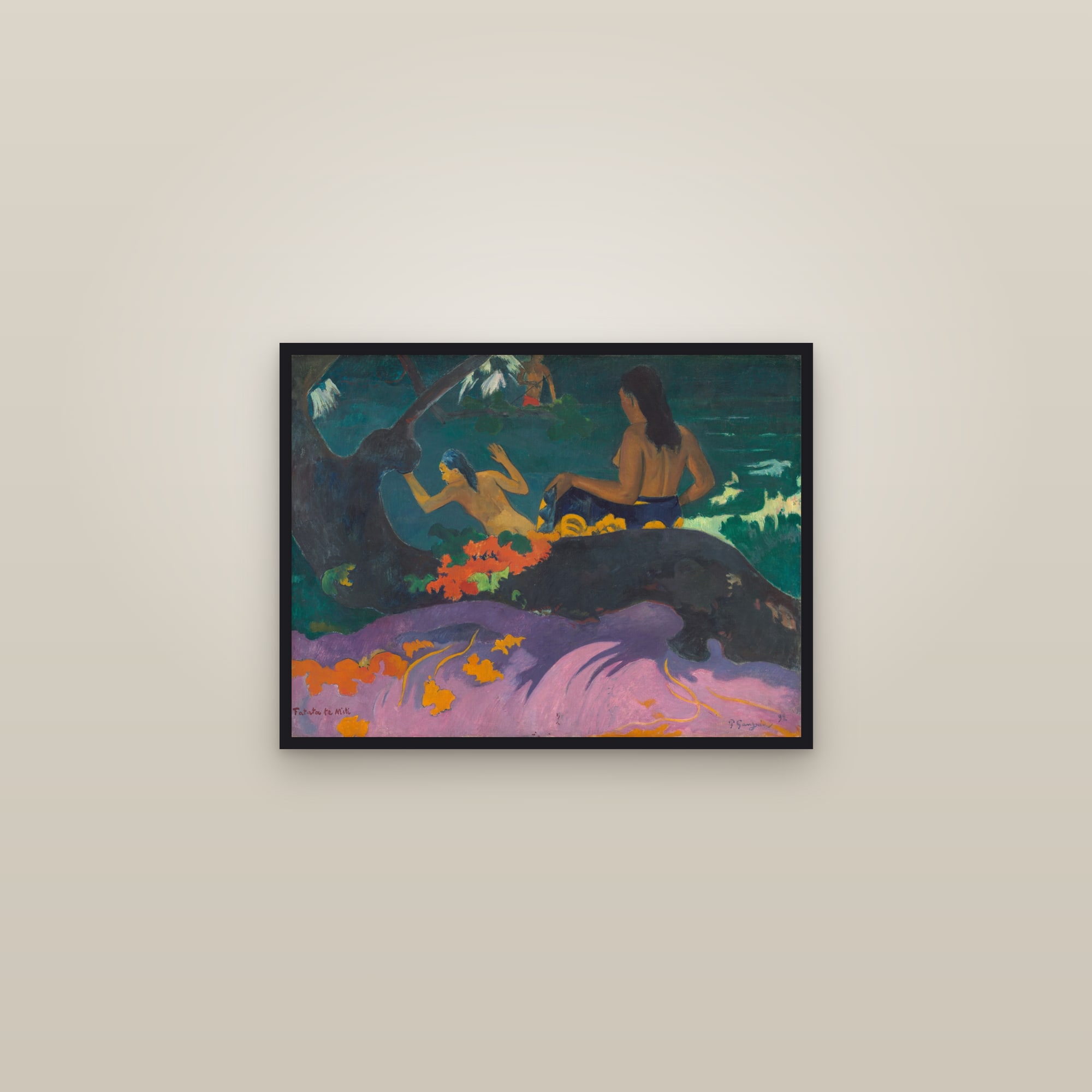 Fatata te Miti (By the Sea) (Full) — Full-Bleed Edition — framed in a gallery setting