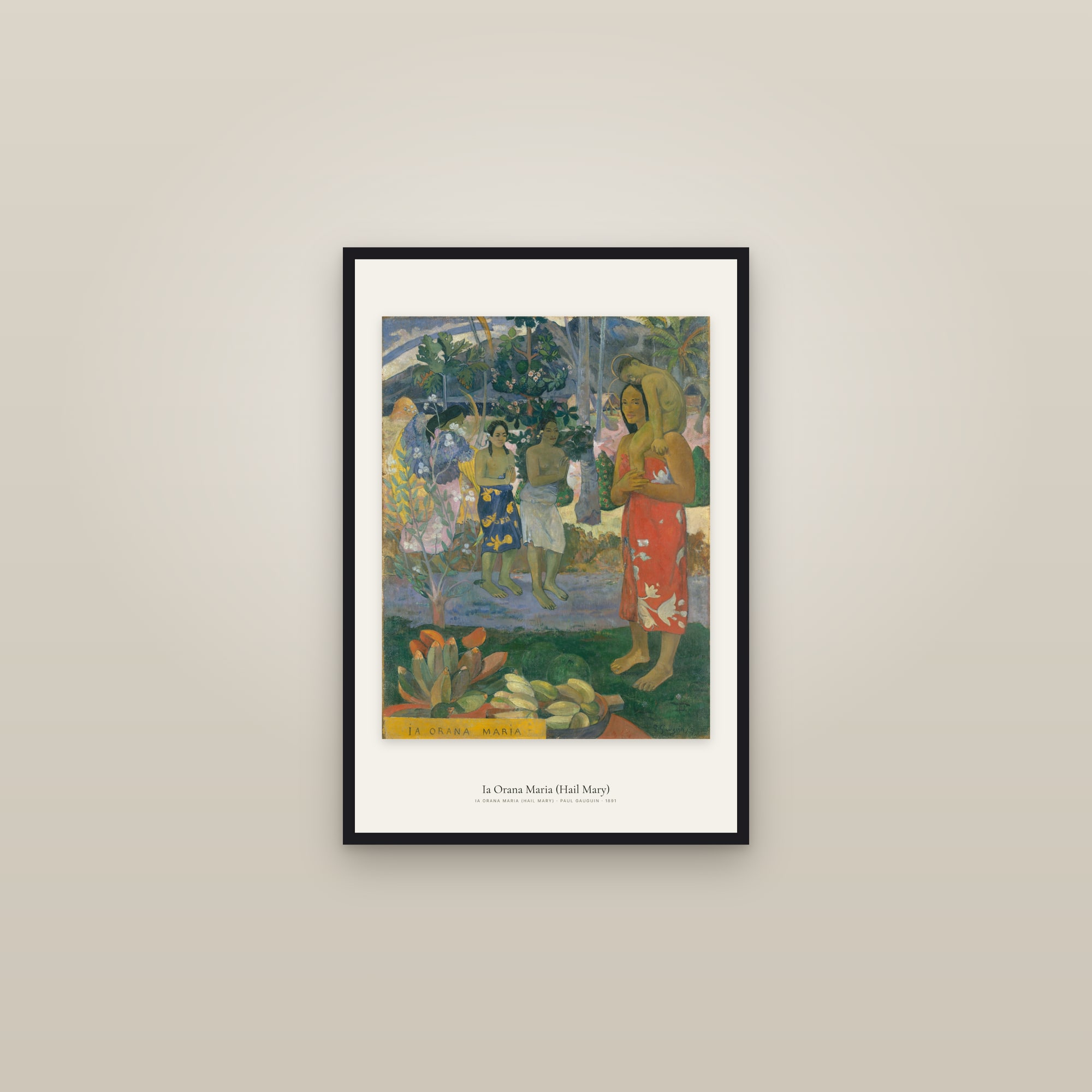 Ia Orana Maria (Hail Mary) — framed in a gallery setting