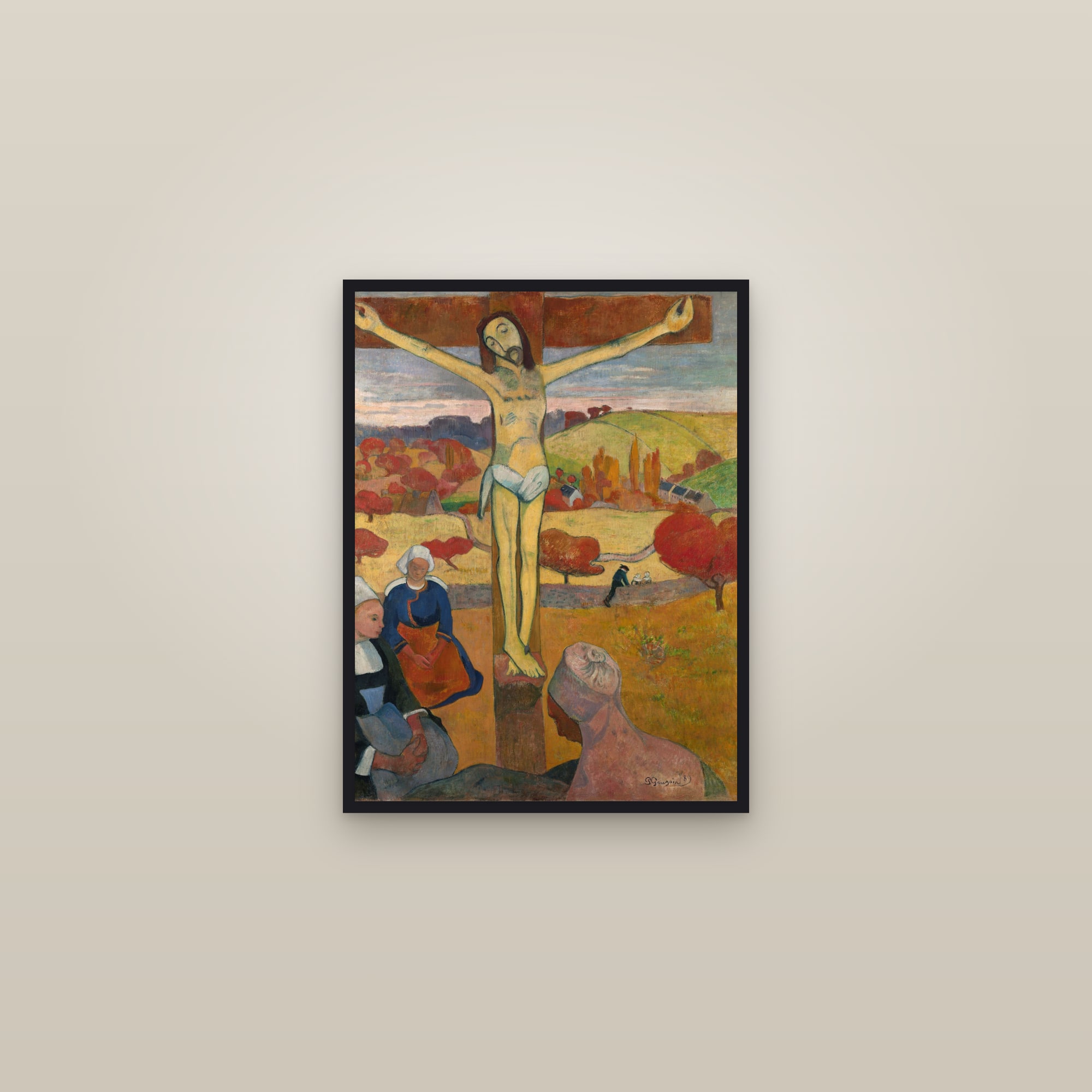 The Yellow Christ (Full) — Full-Bleed Edition — framed in a gallery setting