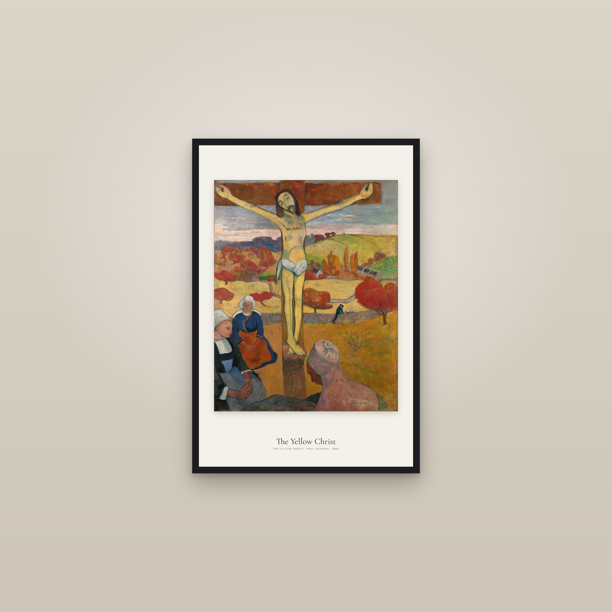 The Yellow Christ — framed in a gallery setting