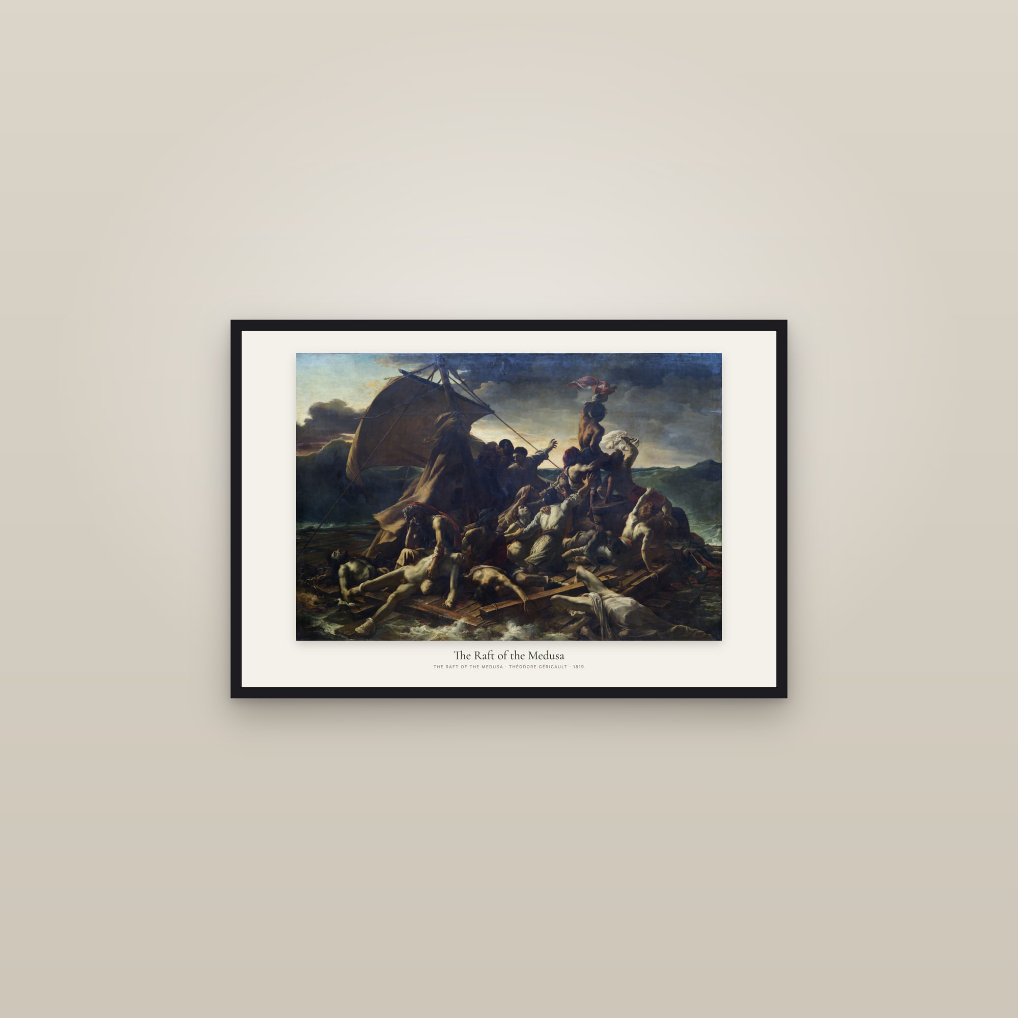 The Raft of the Medusa — framed in a gallery setting