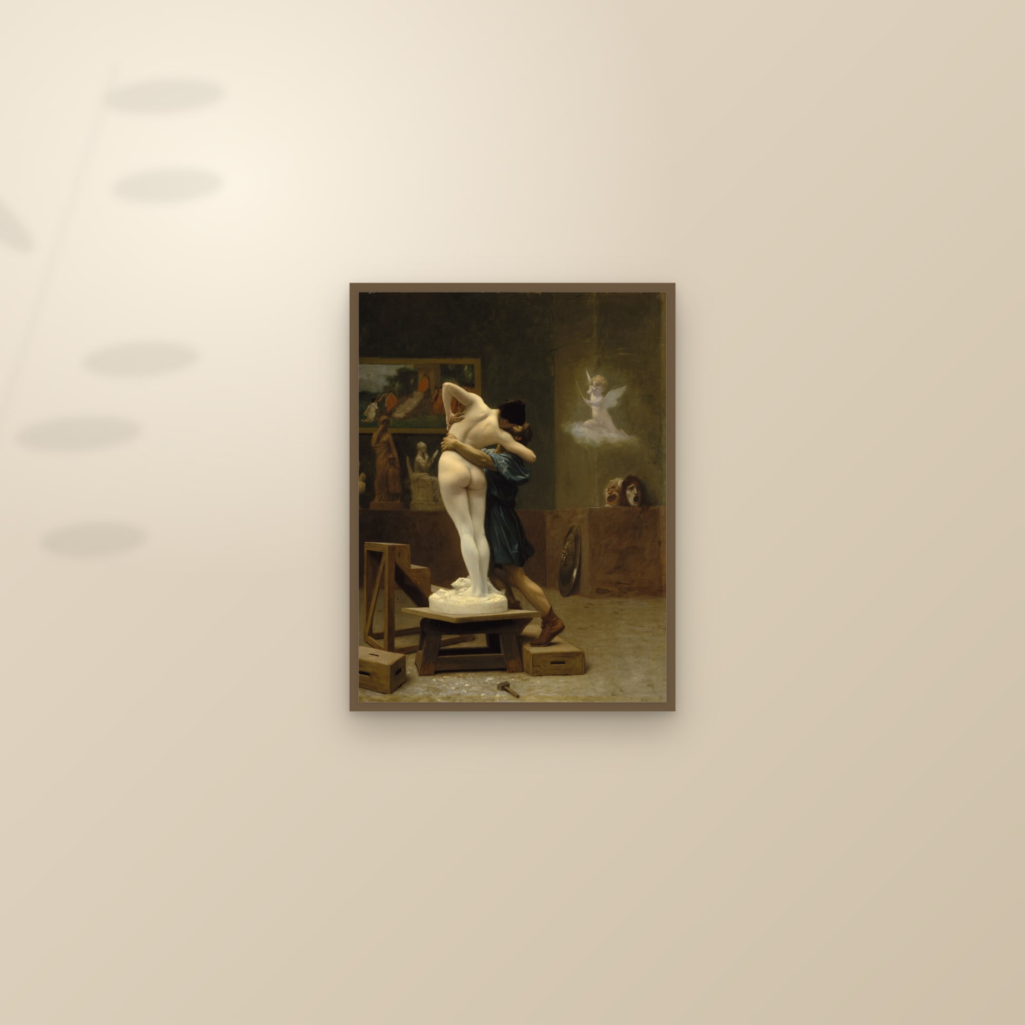 Pygmalion and Galatea (Full) — Full-Bleed Edition — framed and styled on a sunlit wall