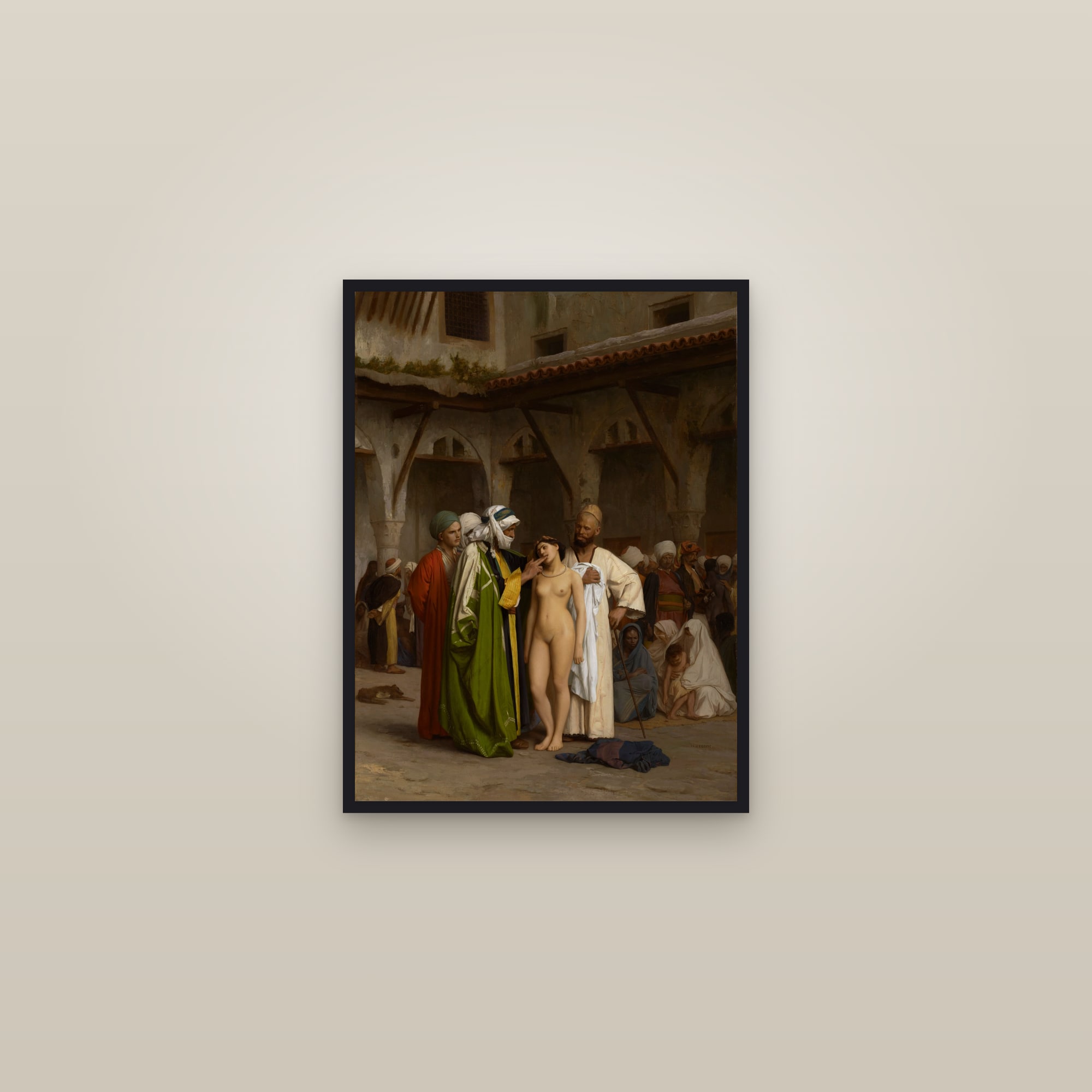 The Slave Market (Full) — Full-Bleed Edition — framed in a gallery setting
