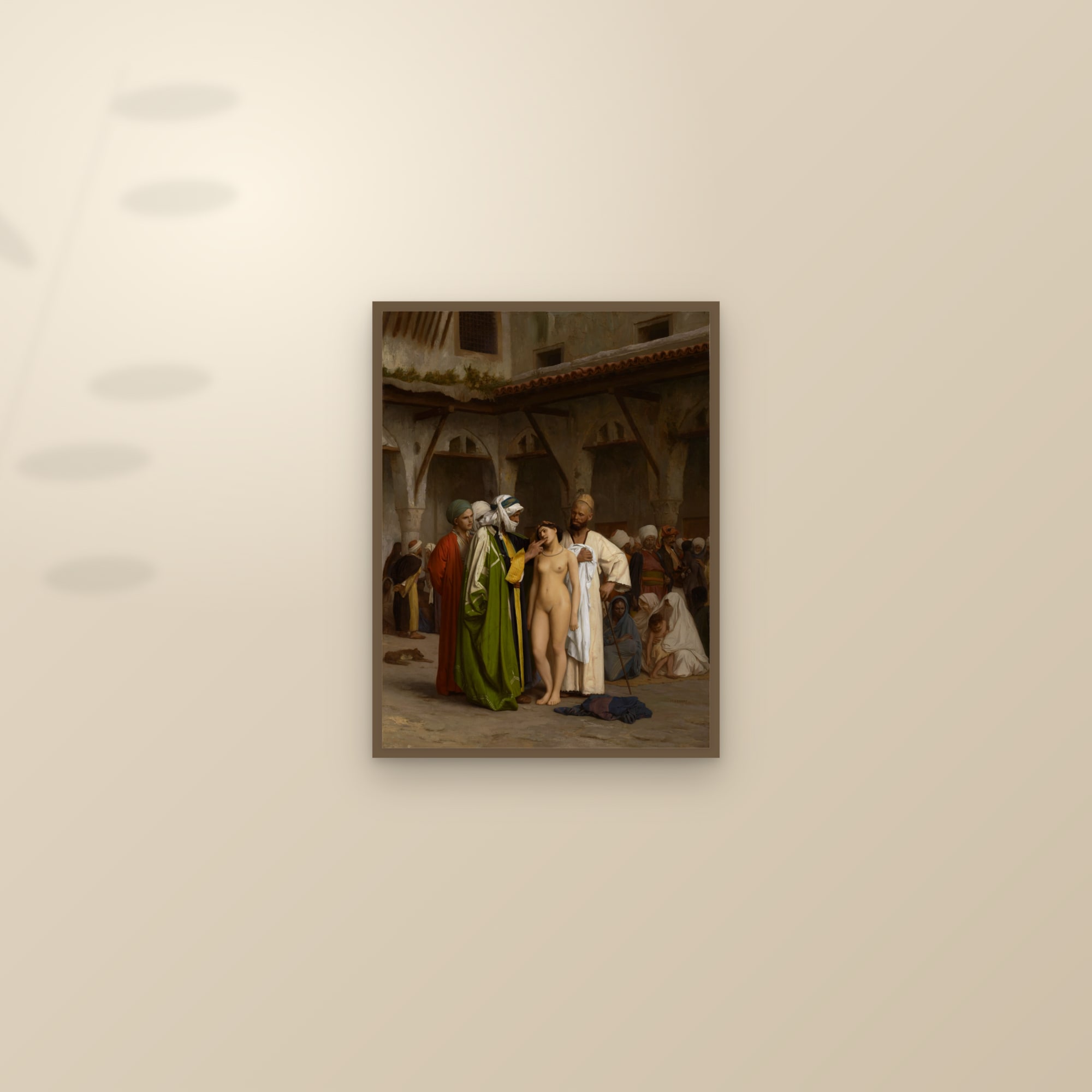 The Slave Market (Full) — Full-Bleed Edition — framed and styled on a sunlit wall