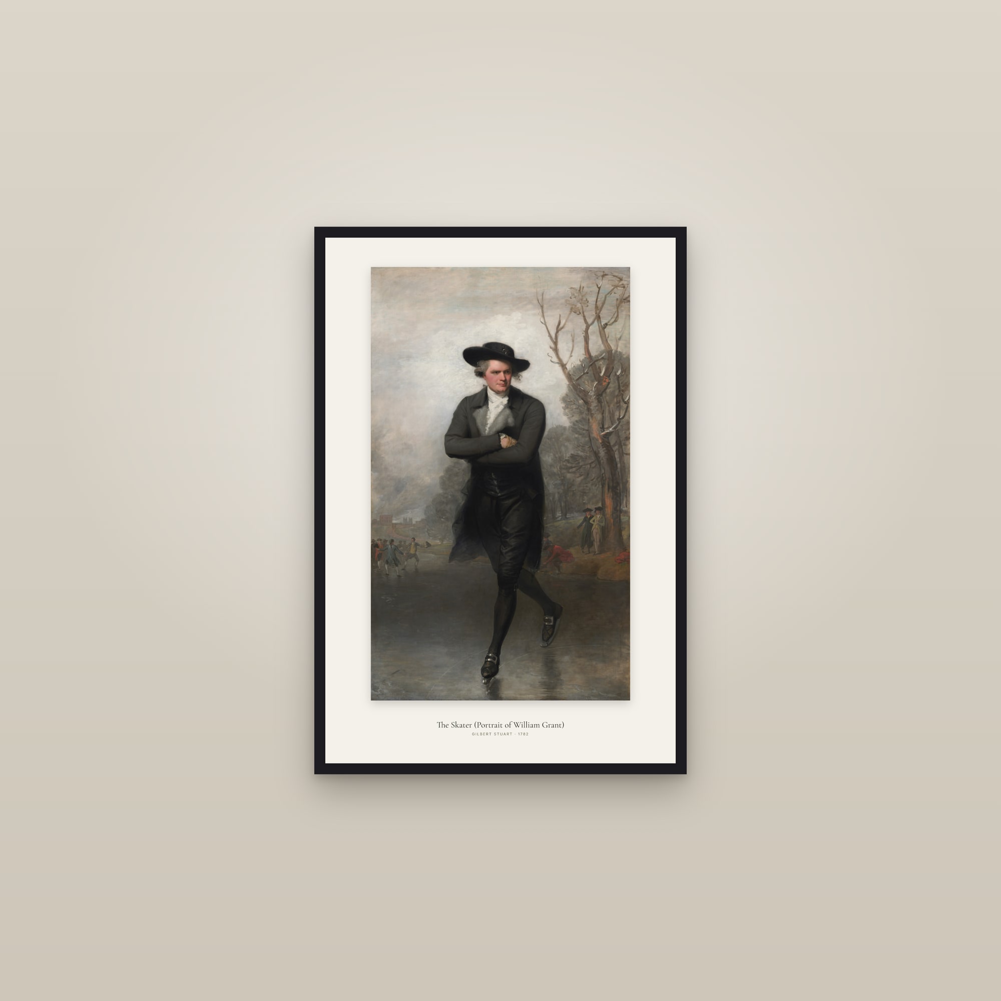 The Skater (Portrait of William Grant) — framed in a gallery setting