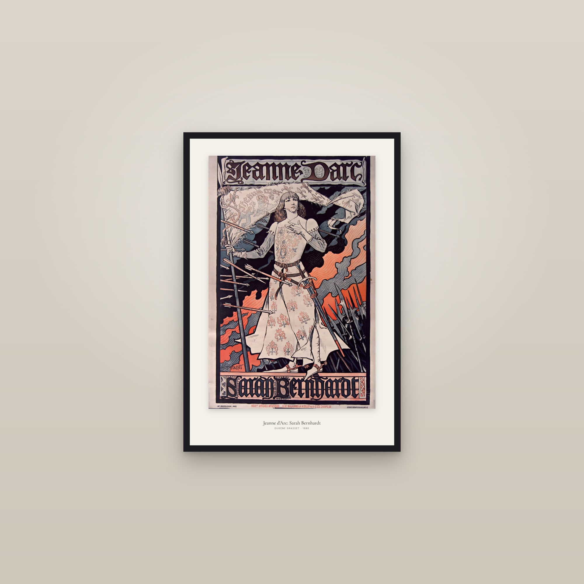 Jeanne d'Arc: Sarah Bernhardt — framed in a gallery setting