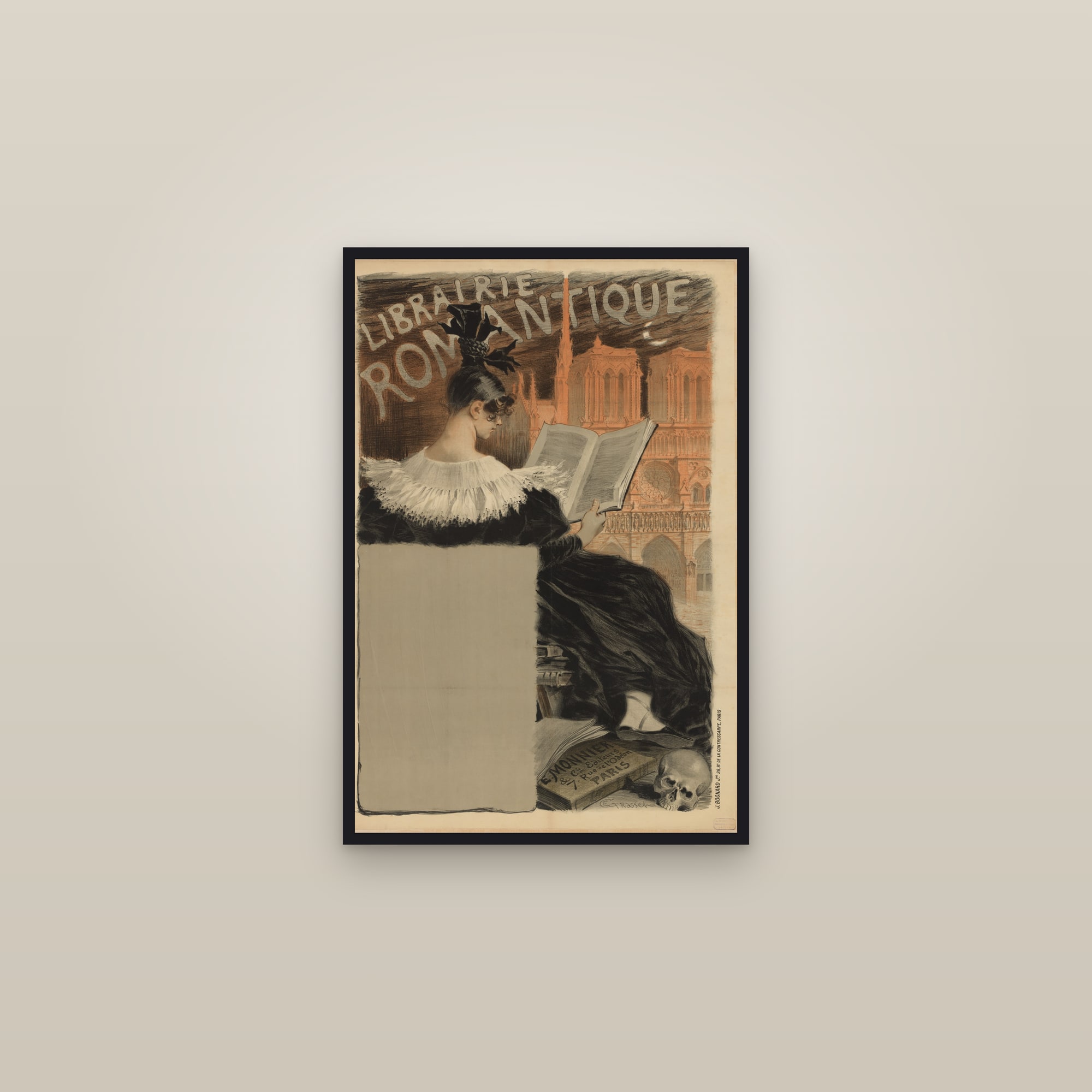 Librairie Romantique (Full) — Full-Bleed Edition — framed in a gallery setting