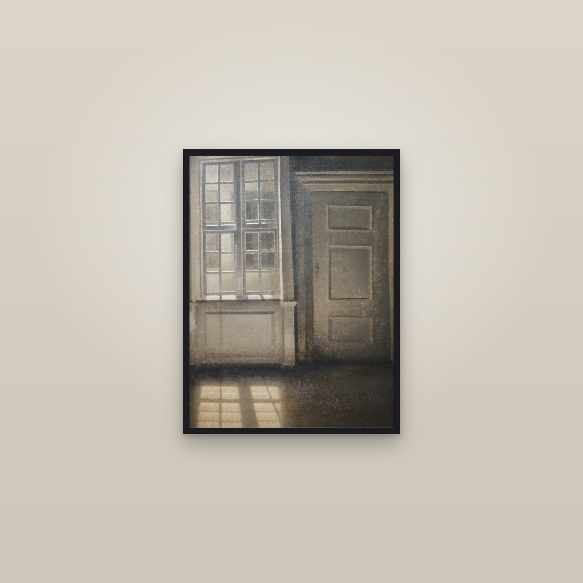 Interior, Sunlight on the Floor (Full) — Full-Bleed Edition — framed in a gallery setting