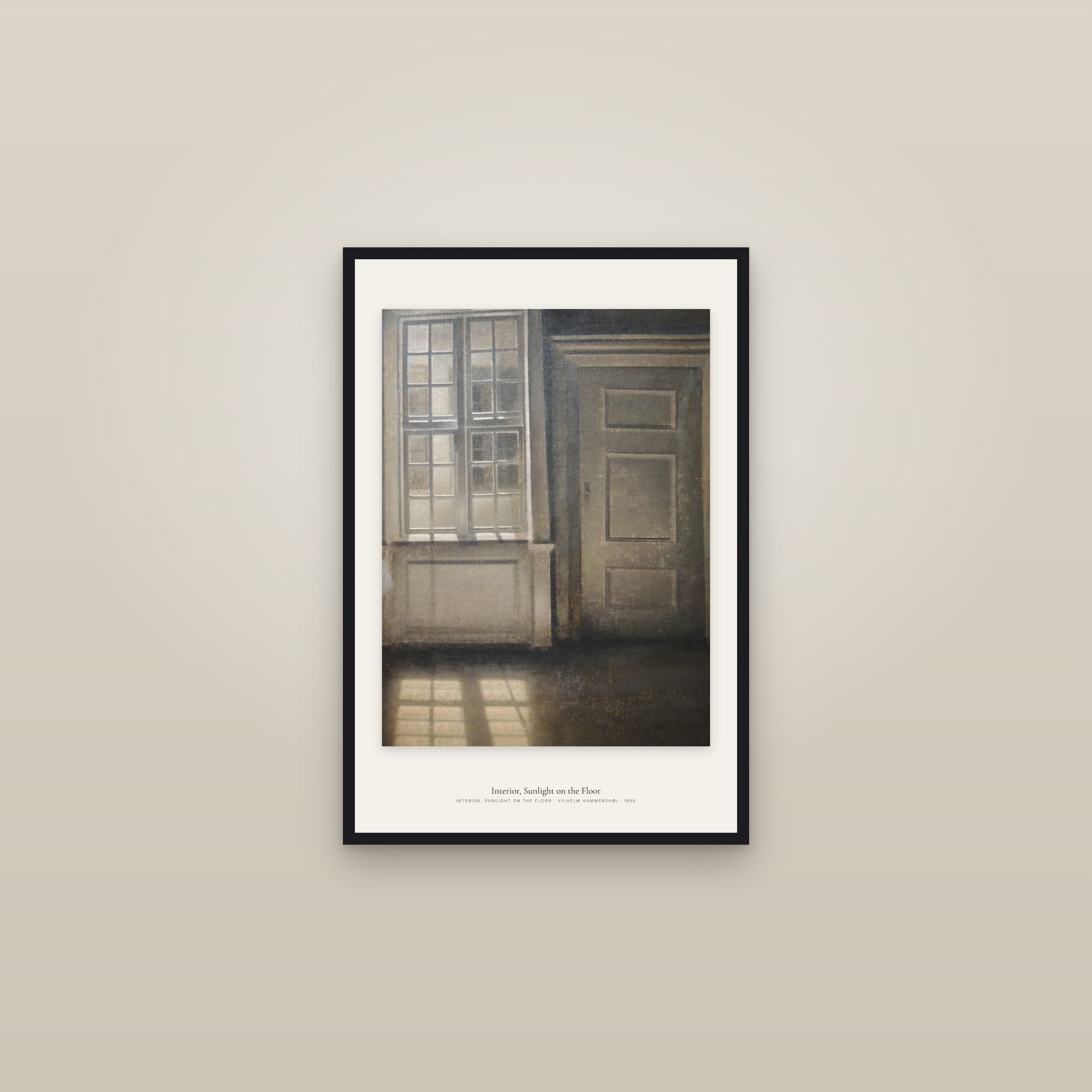 Interior, Sunlight on the Floor — framed in a gallery setting