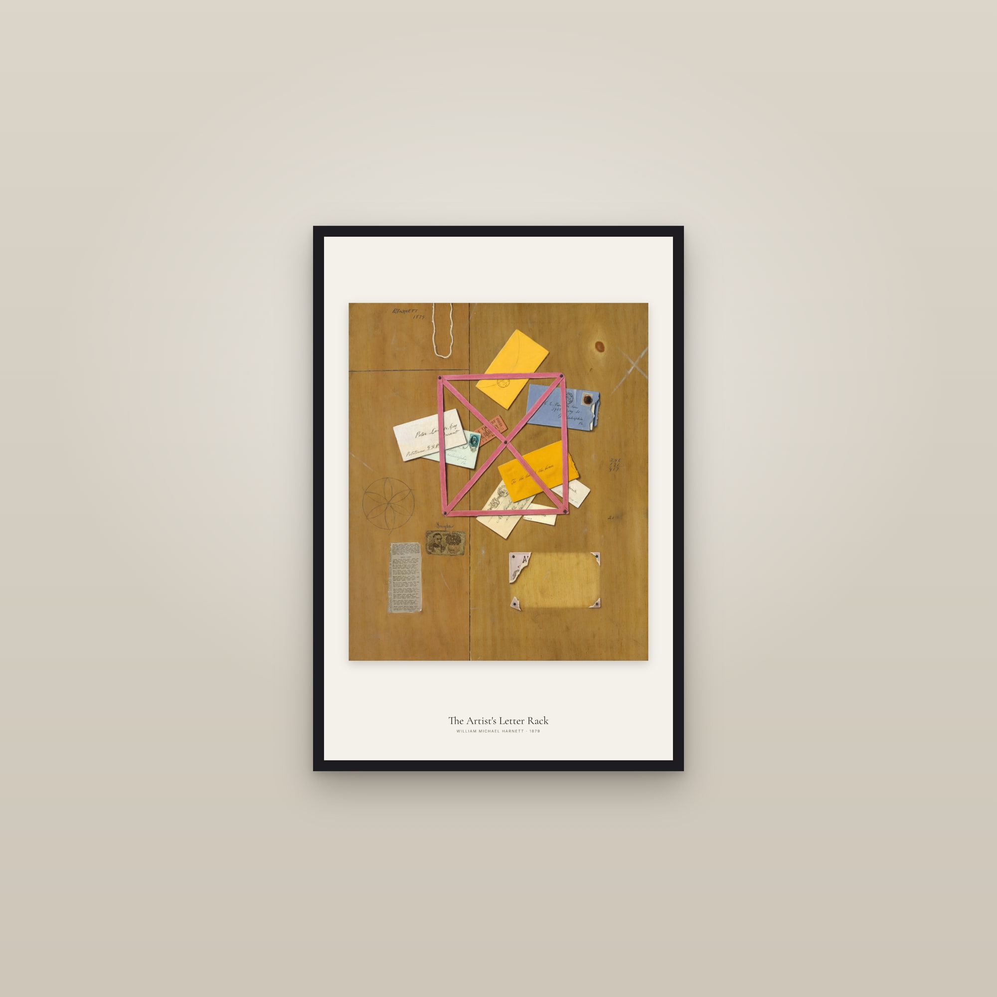 The Artist's Letter Rack — framed in a gallery setting