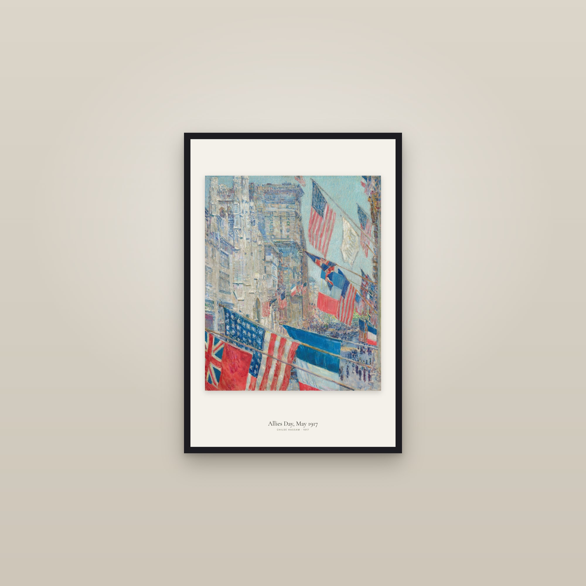 Allies Day, May 1917 — framed in a gallery setting