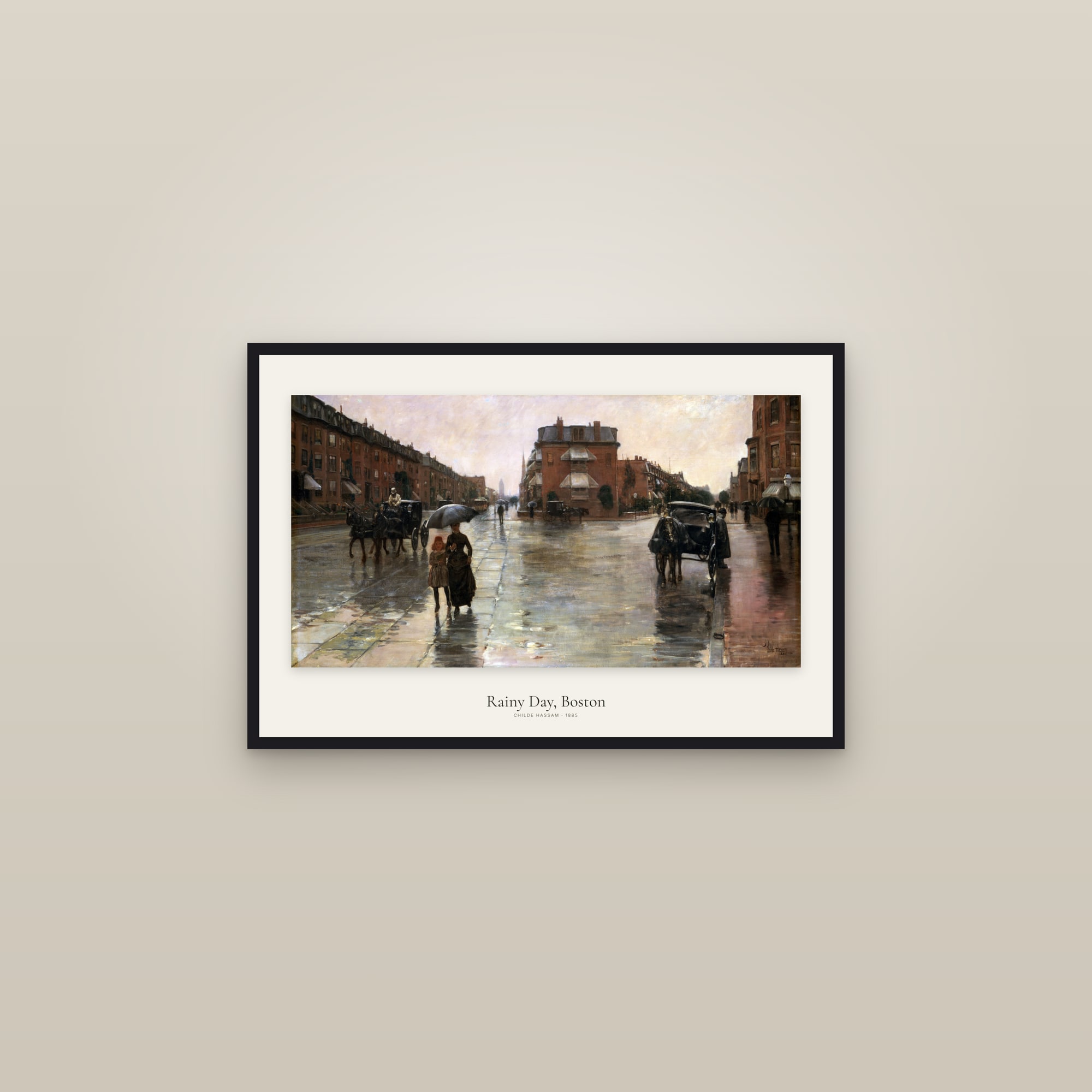 Rainy Day, Boston — framed in a gallery setting