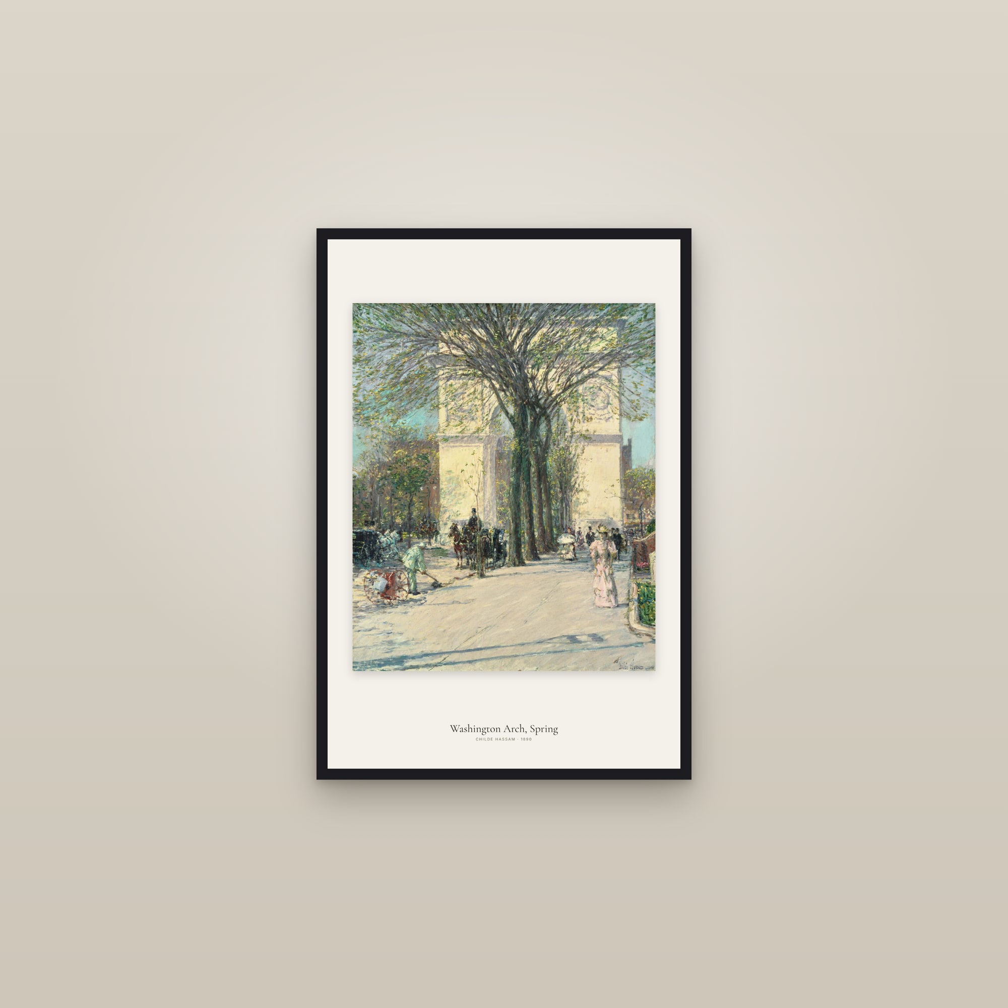 Washington Arch, Spring — framed in a gallery setting