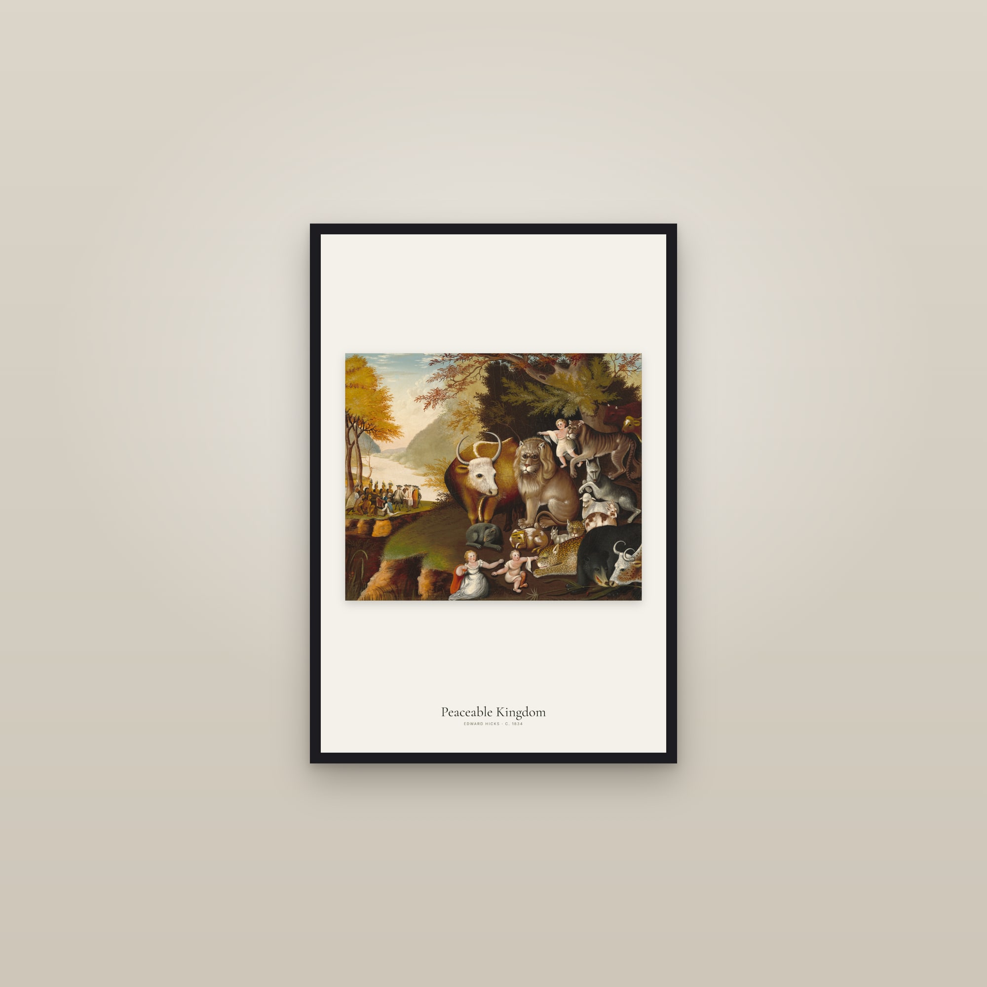 Peaceable Kingdom — framed in a gallery setting